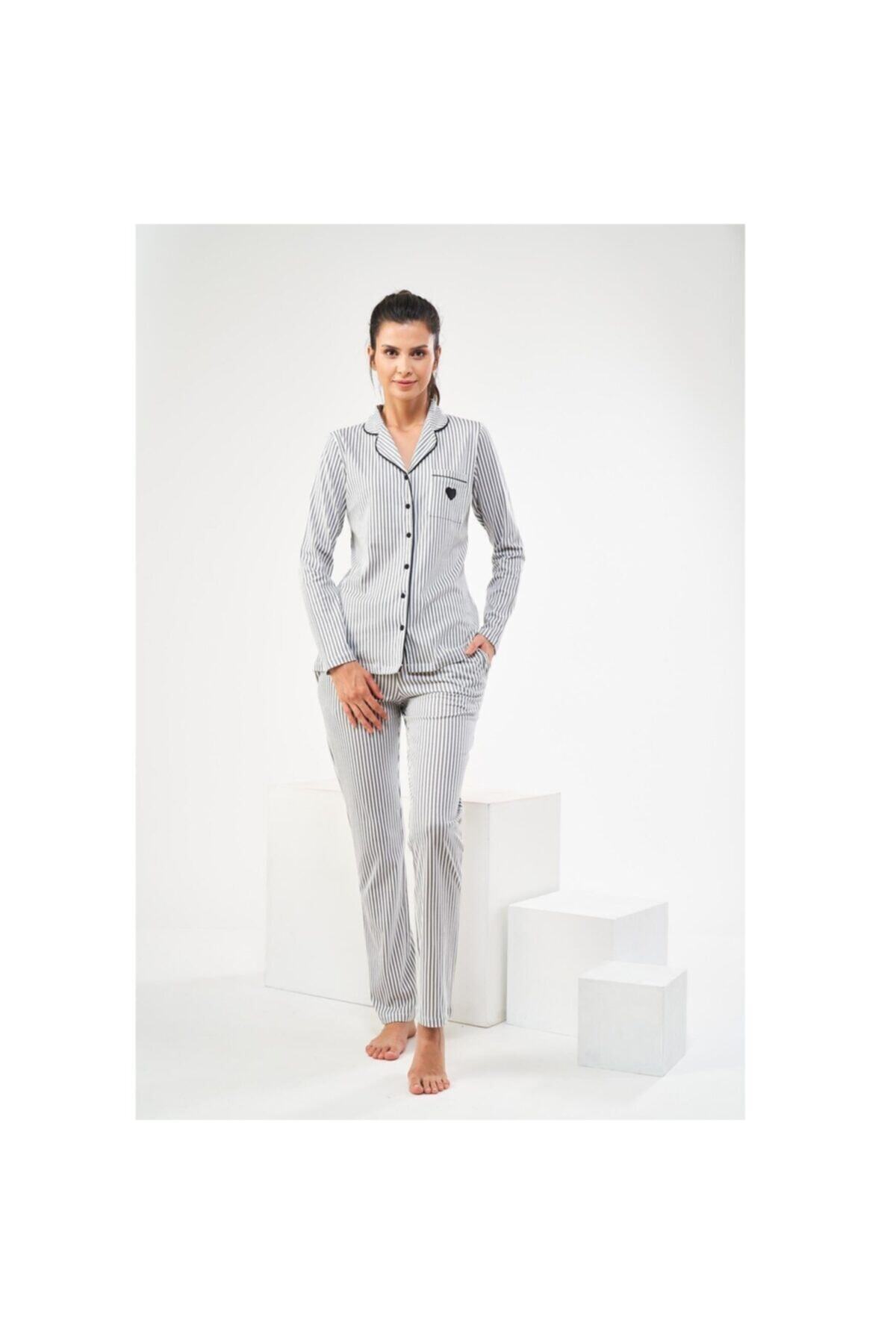 Pjs Pijama Pjs Kadın Önden Düğmeli Pijama Takım