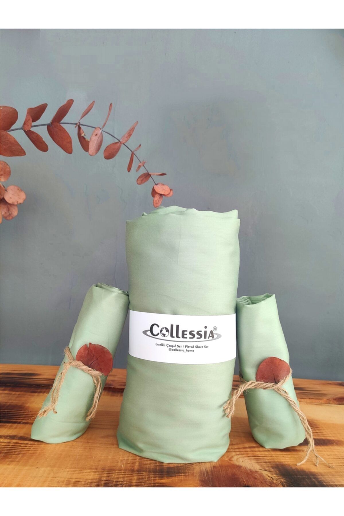 COLLESSİA %100 Pamuk Saten Çift Kişilik Fitted Lastikli Çarşaf Seti Çarşaf Takımı Yastıklı