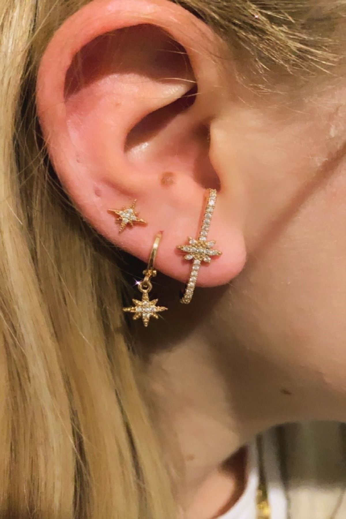 Madame Daisy Bijuteri Kuzey Yıldızı 3'lü Set Küpe Rosegold