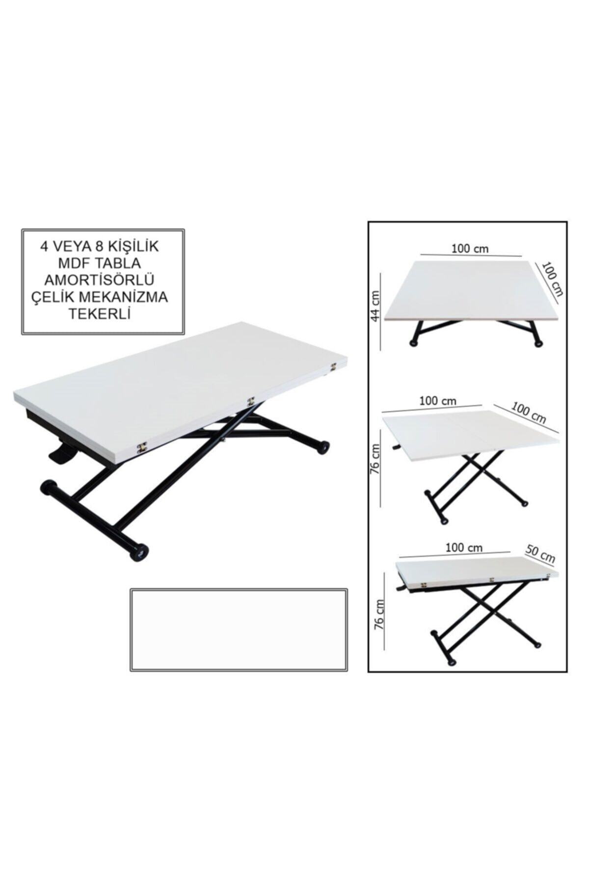 SEHPAM AKILLI Mini Akıllı Sehpa Üst Mdf Beyaz Alt Siyah Renk