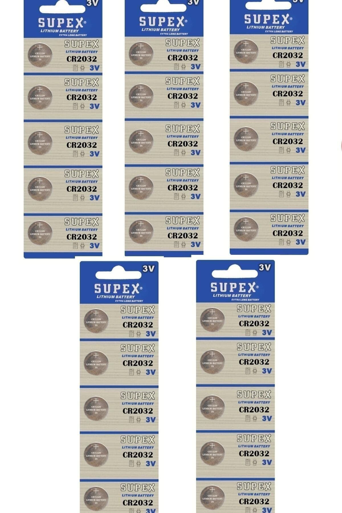 Supex 25 Adet 3 Volt Cr2032 Lityum Para Pil (dl2032 Bios-kepenk-kumanda Taerazi Düğme Lithum Pili)