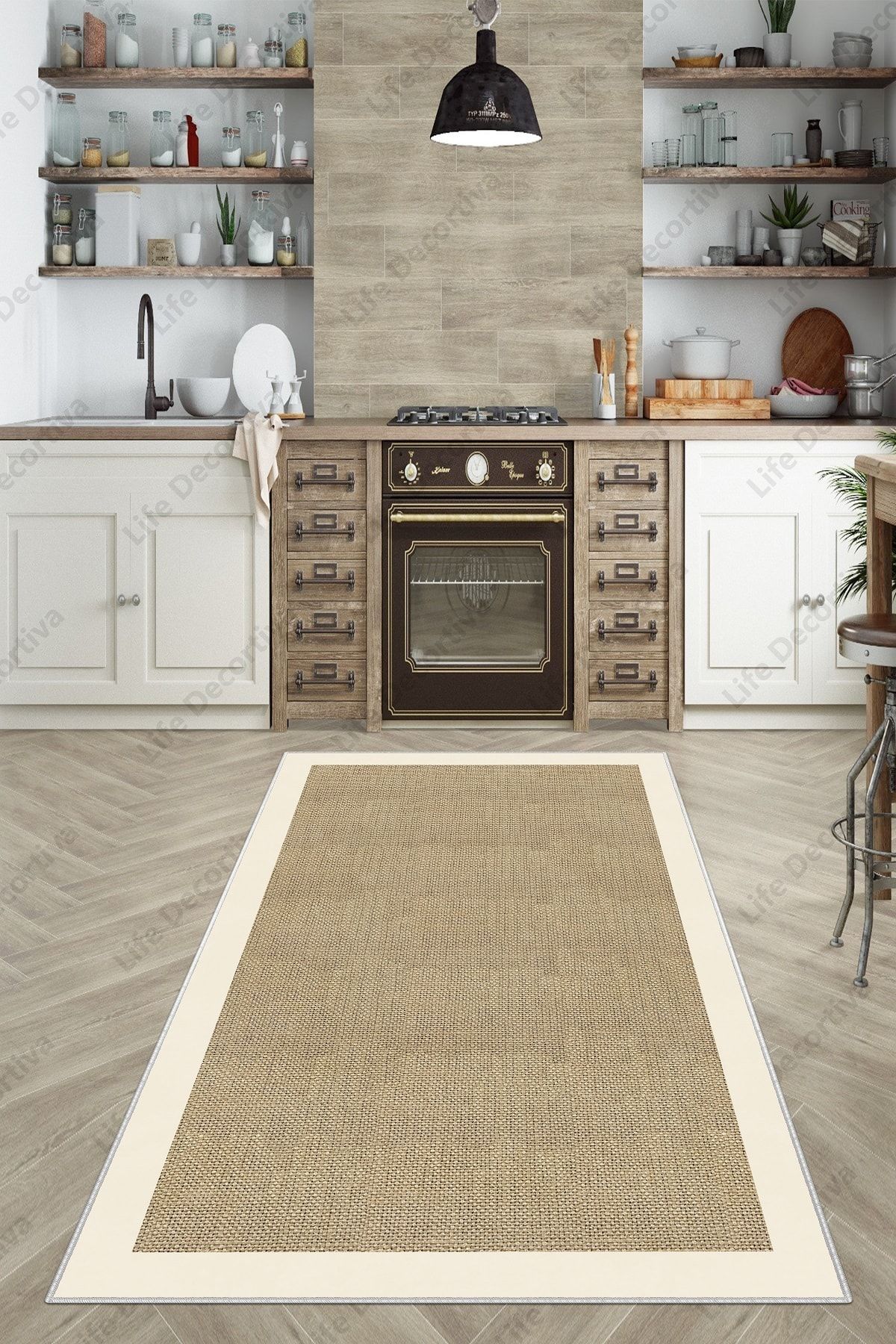 Life Decortiva Dijital Baskı Yıkanabilir Kaymaz Taban Salon Halısı Mutfak Halısı Ve Yolluk