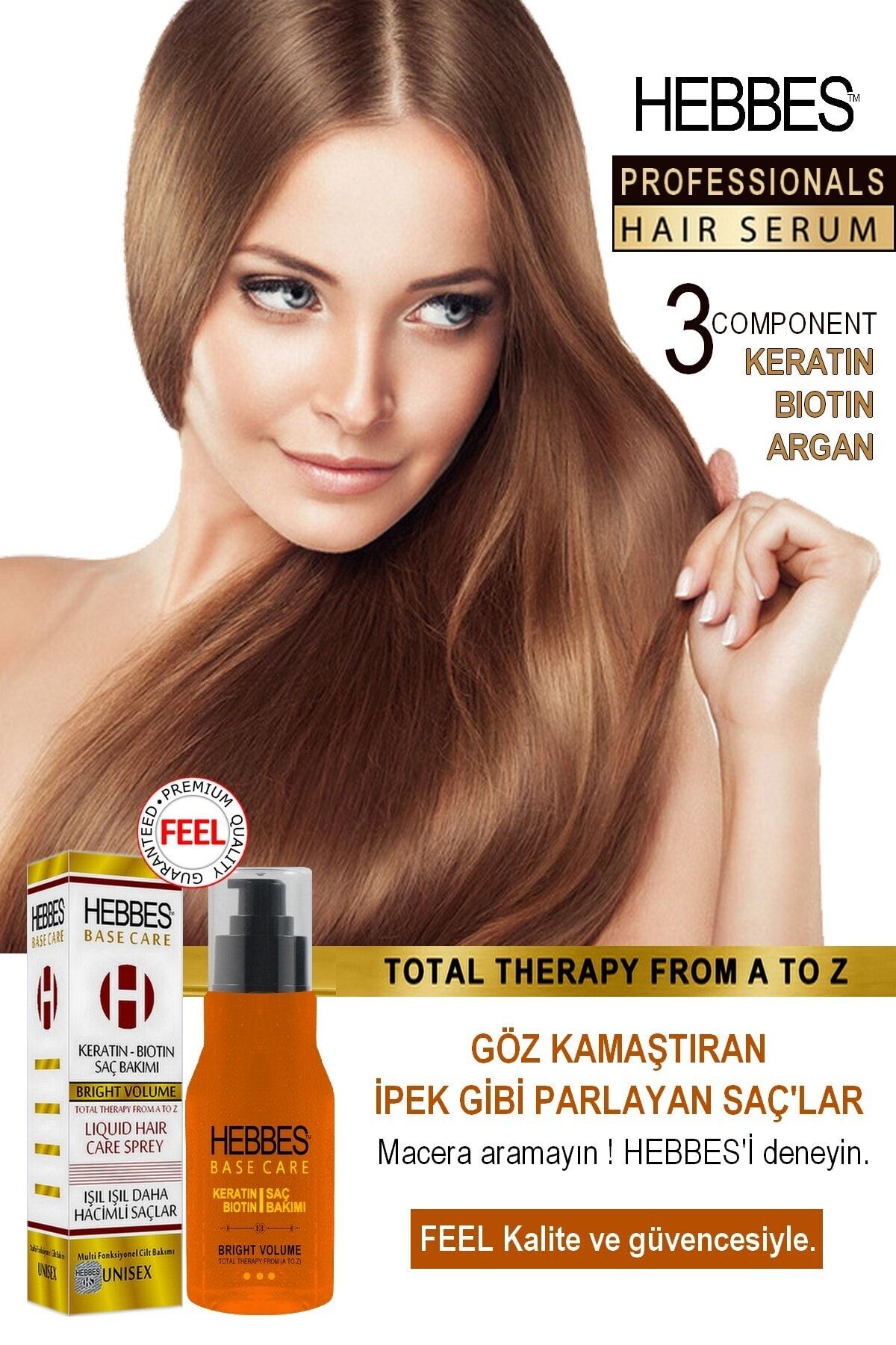 HEBBES Keratin Biotin Onarıcı Beslayici Saç Bakım Serum 100 ml