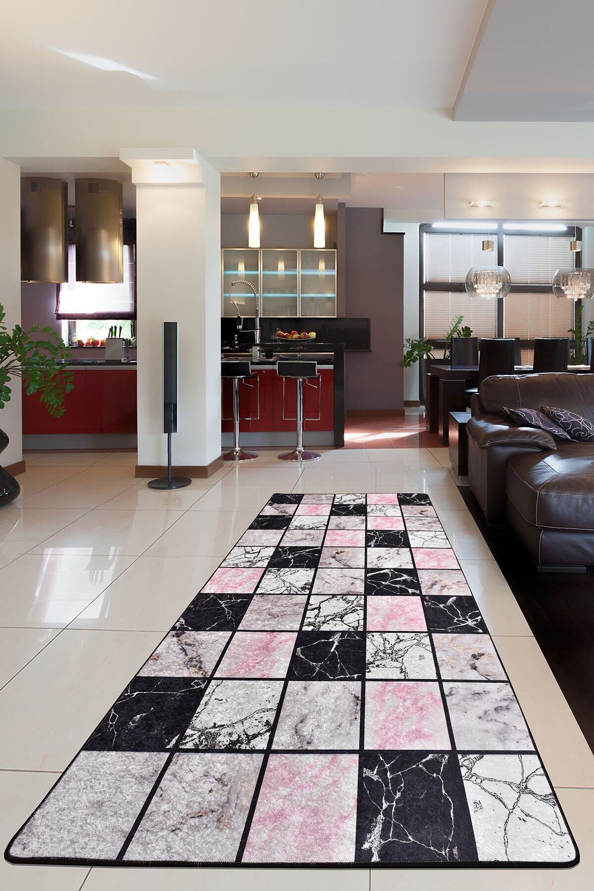 Dolce Tocco Modern Tasarım Dt1298 Leke Tutmayan Modern Yolluk Antre Halısı Kaymaz Taban Yıkanabilir