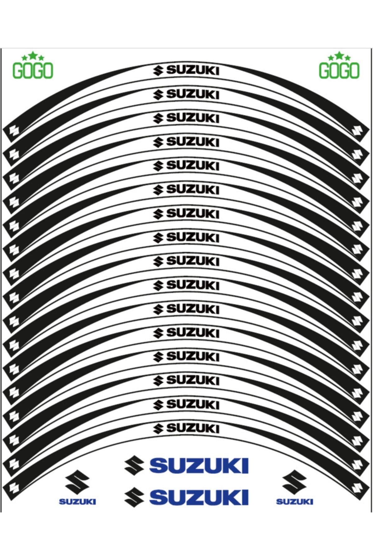 MotoExpressStore Suzuki Beyaz Siyah Reflektörlü Jant Şeridi