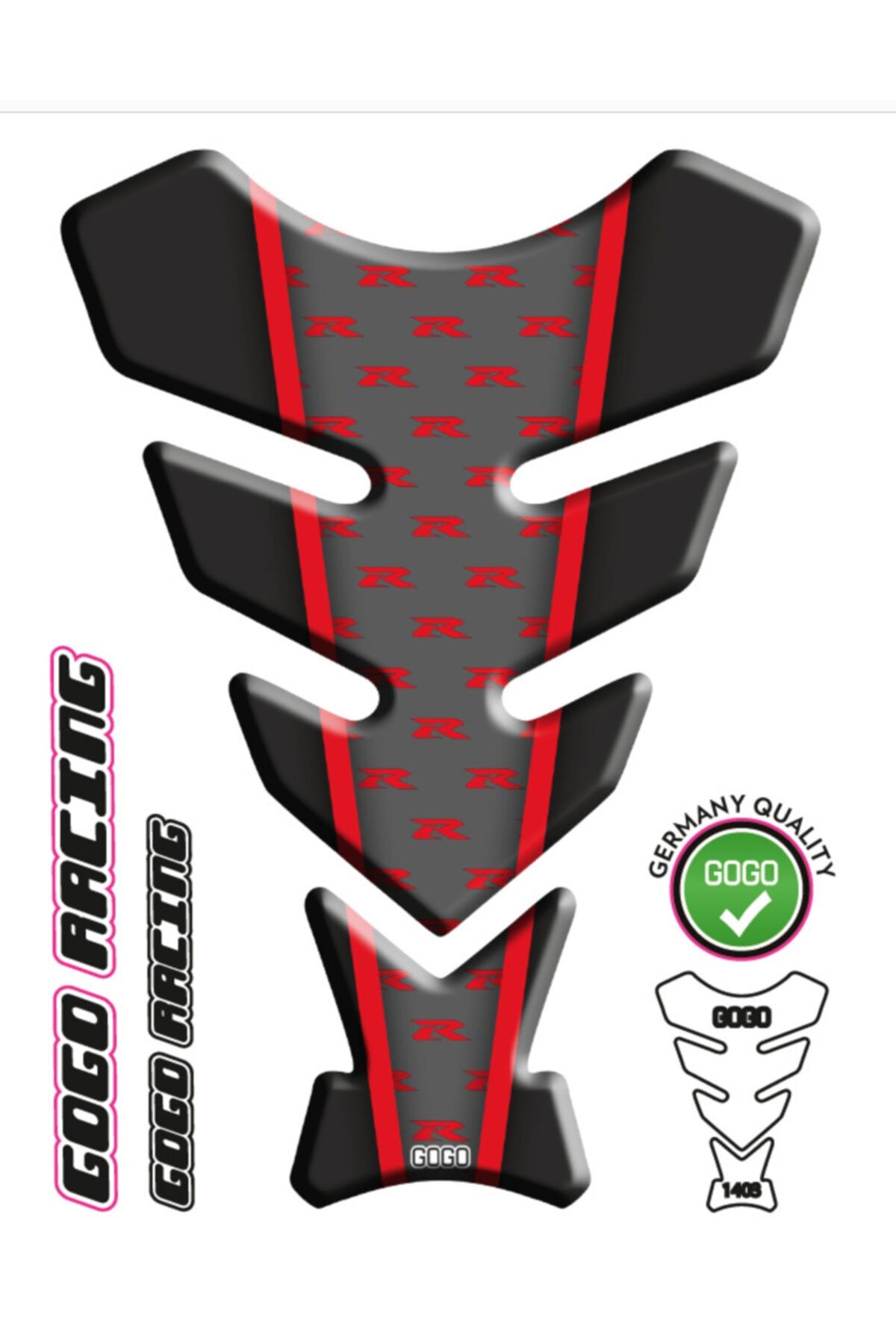 MotoExpressStore R Design Kırmızı Siyah Universal Tank Pad