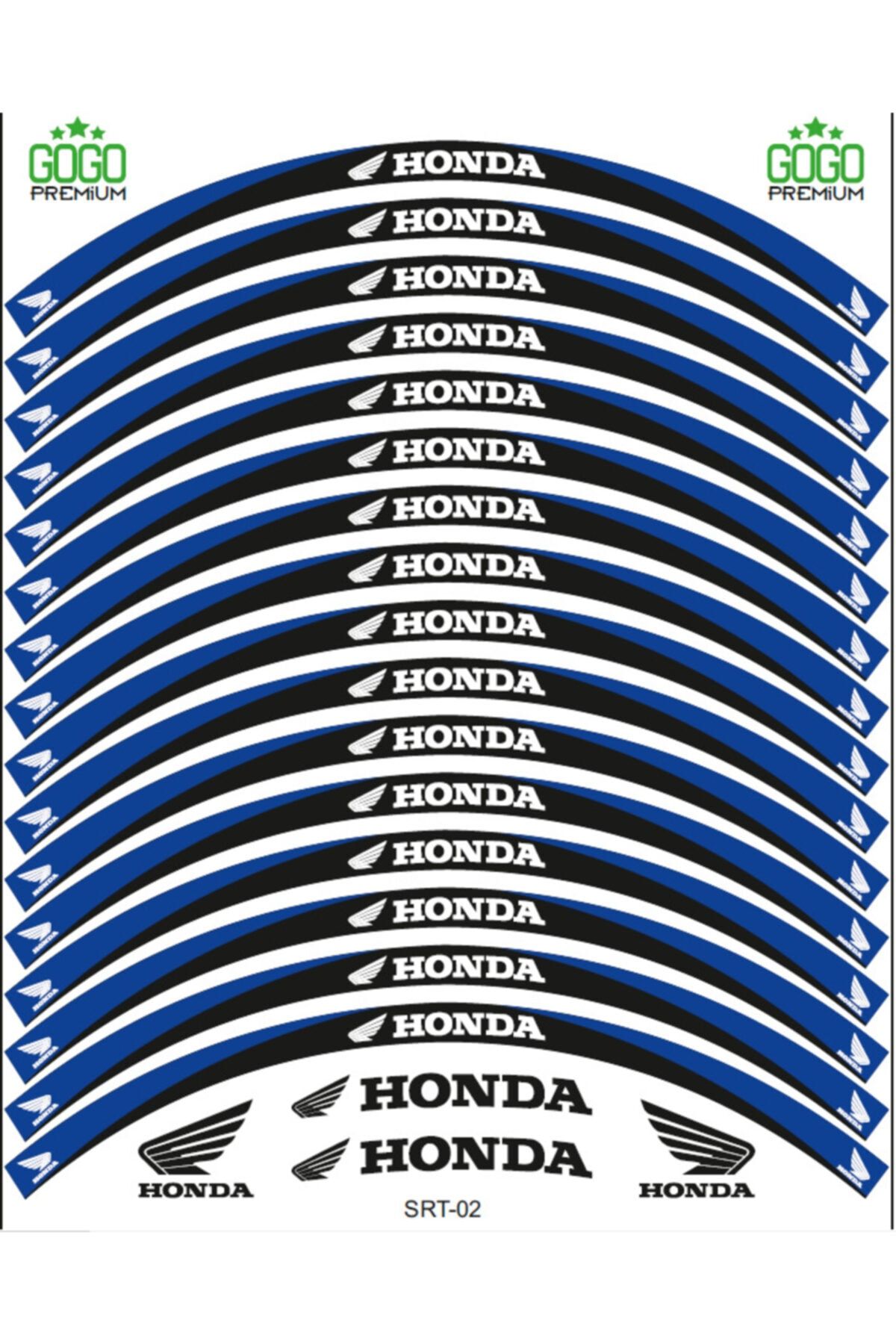 MotoExpressStore Honda Mavi Siyah Reflektörlü Jant Şeridi