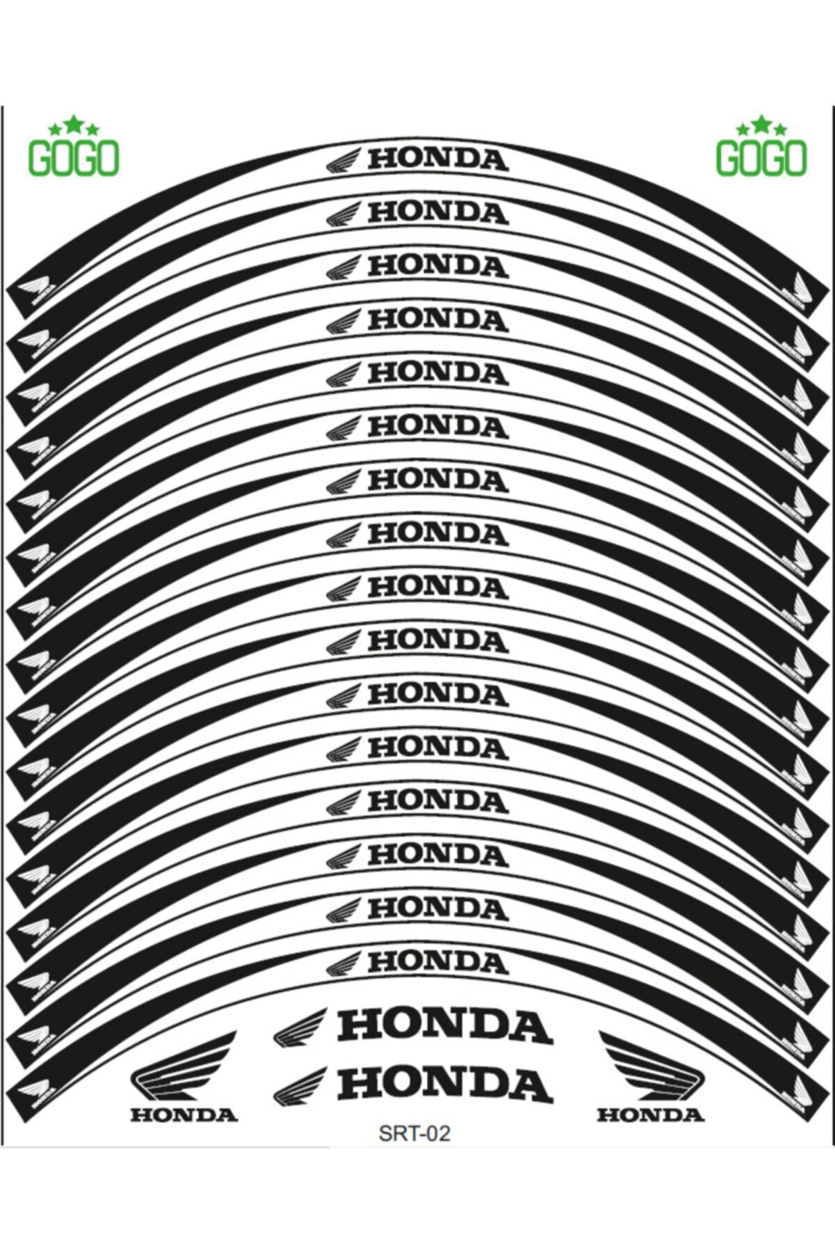 MotoExpressStore Honda Siyah Beyaz Reflektörlü Jant Şeridi