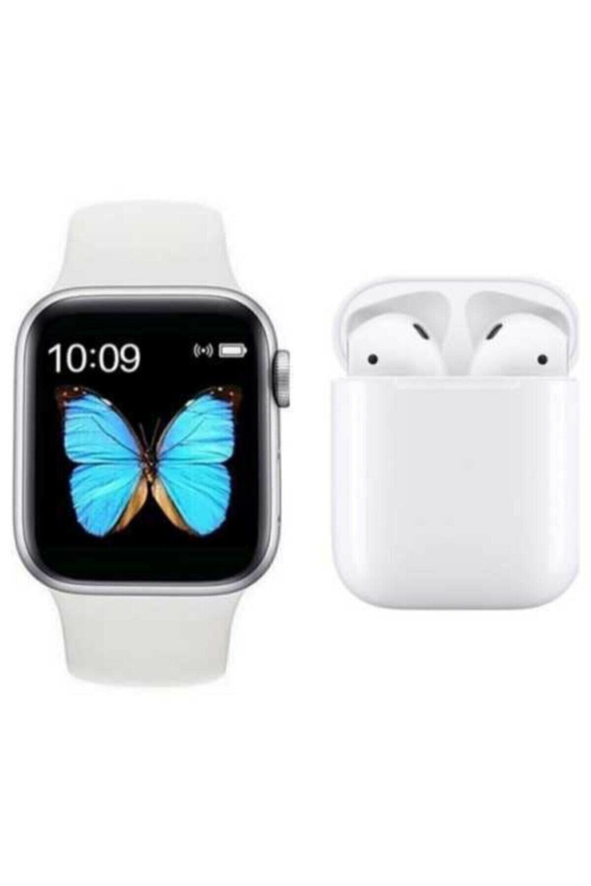HanS Bilişim Xiaomi Pocophone F2 Pro Uyumlu Watch 6 Series Akıllı Saat + Beyaz Tws I12 Airpods Bluetooth Kulaklık