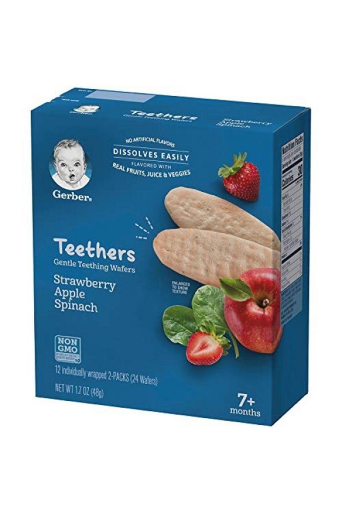 GERBER Teethers Strawberry Apple Spinach Diş Kaşıyıcı Gofret 48 Gr.