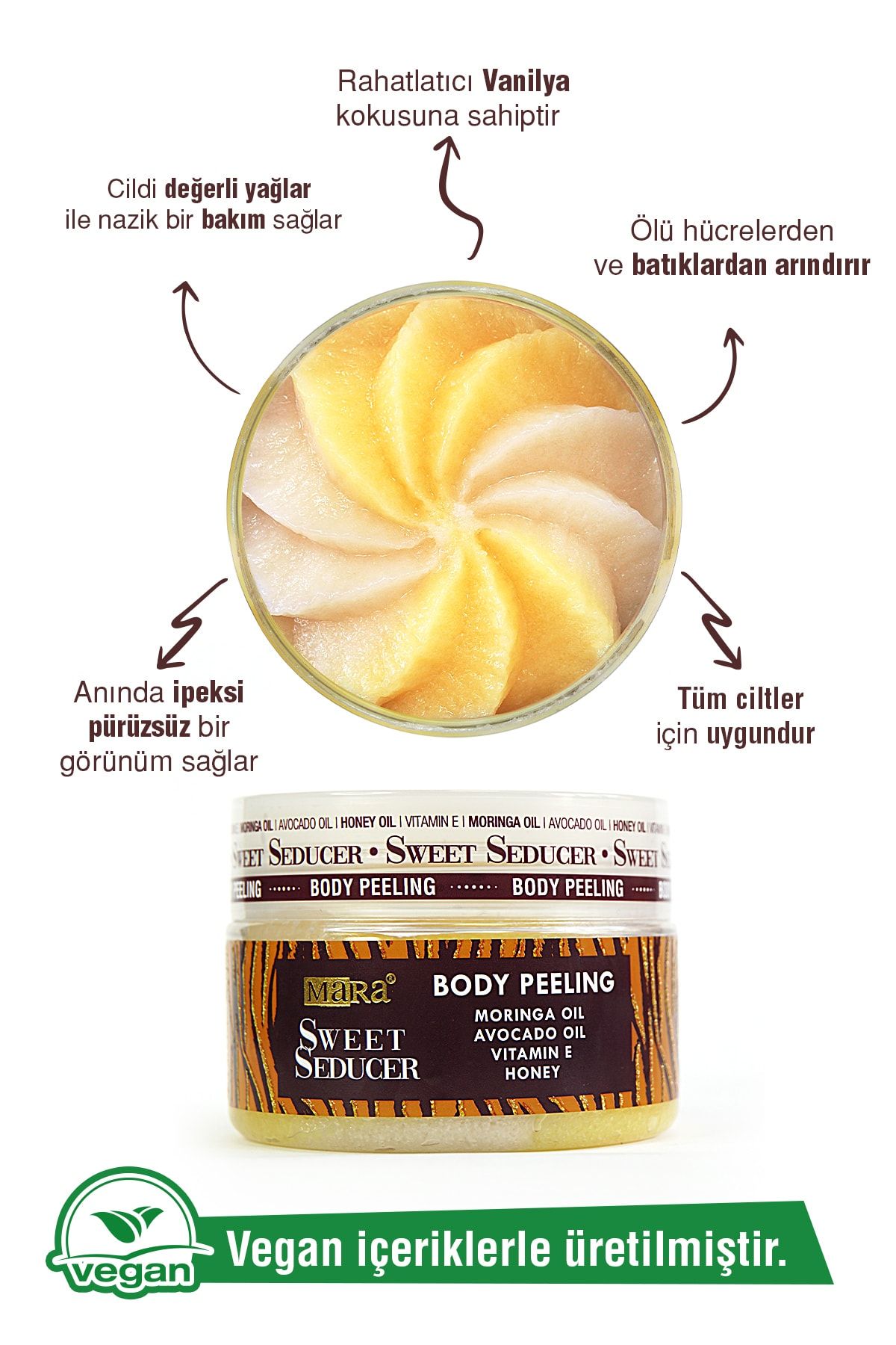 Mara Sweet Seducer Değerli Yağlar Içeren Bal Vanilya Vücut Peeling 300 gr