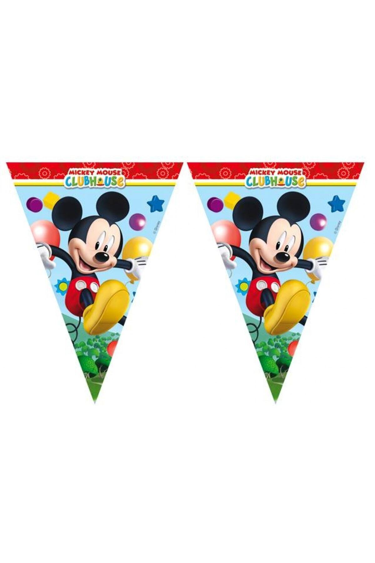 Samur Mickey Mouse Temalı Üçgen Bayrak Flama Süsleme 3.2 m