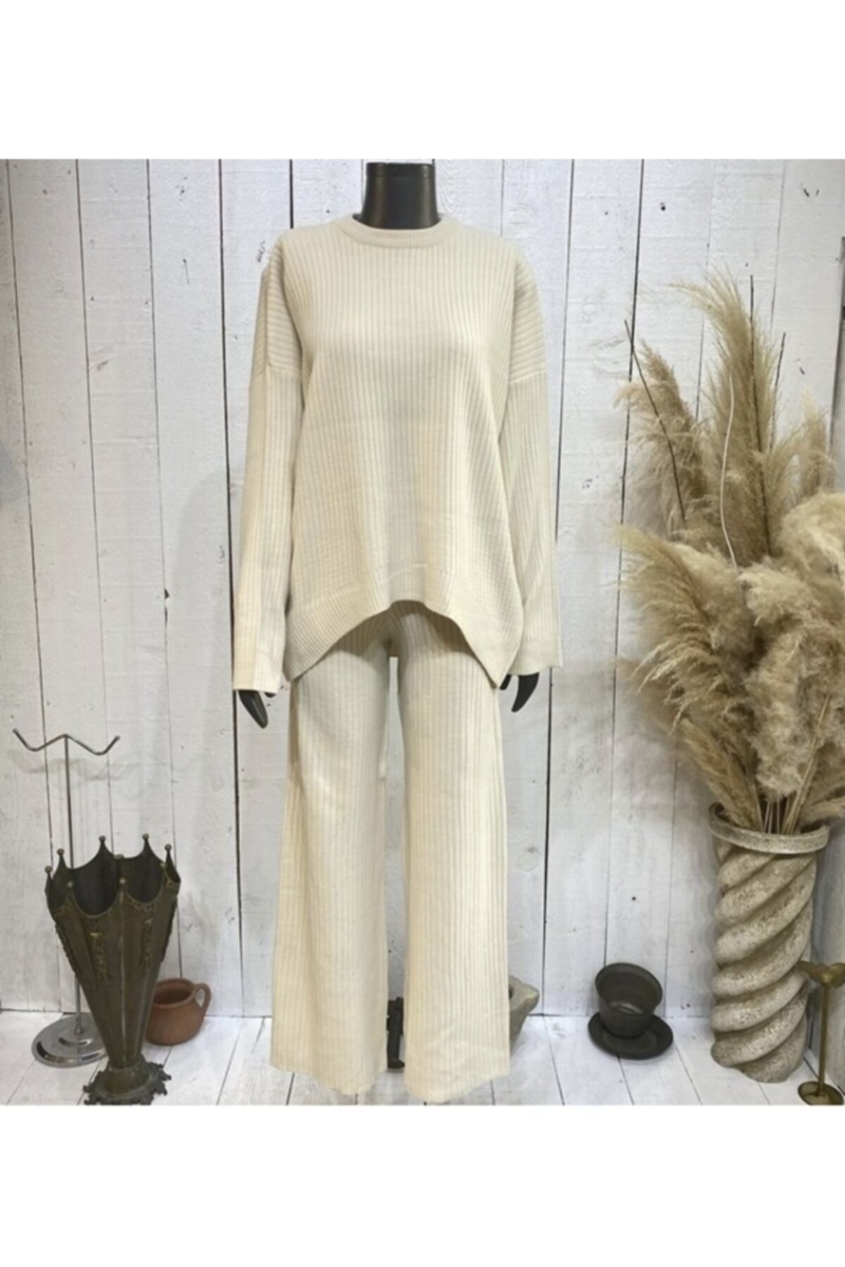 melisa ünver Taş Renk Ikili Triko Takım