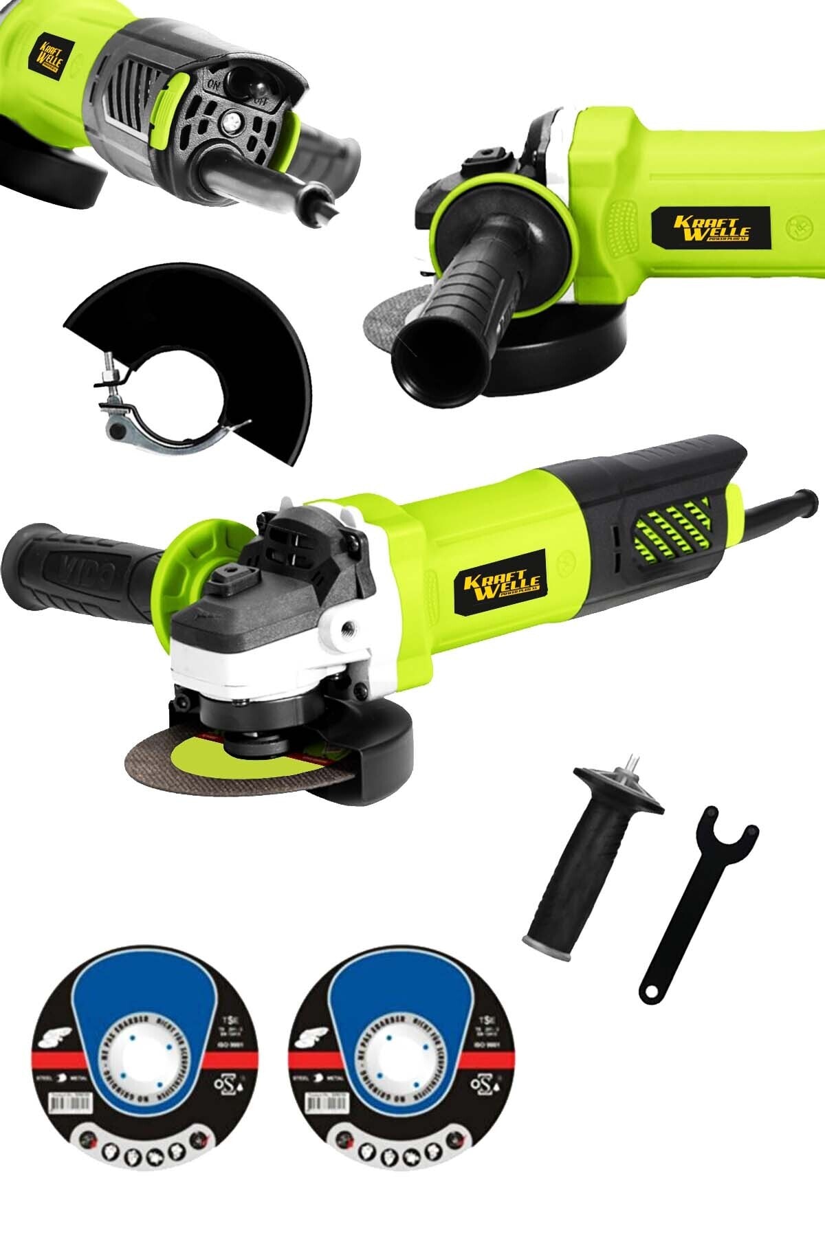 Kraft Welle Ght 3400 Watt Bakır Sargılı 115-125mm Profesional Sprel Avuç Taşlama Makinesi 2 Adet Disk Hediyeli