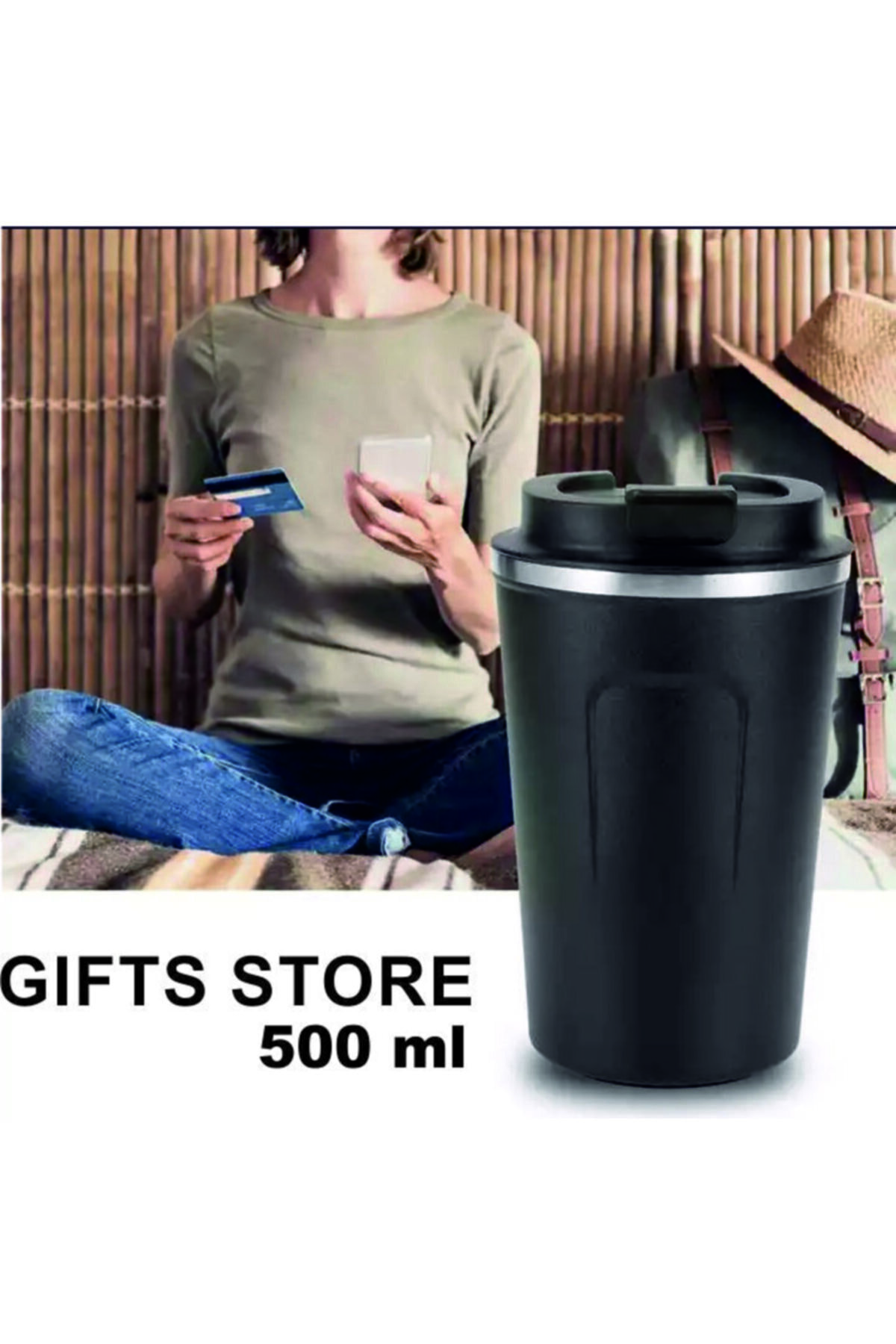 GIFTS STORE Termos Çelik Bardak ( 500 ml ) El Yakmaz , Sızdırmaz Kapak