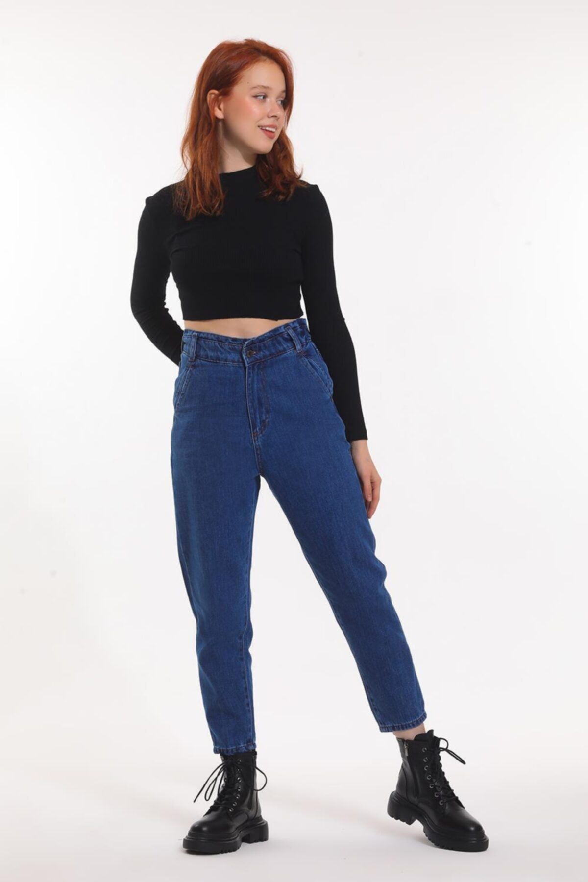 Female Project Daisy Beli Lastikli Yüksek Bel Mom Jean
