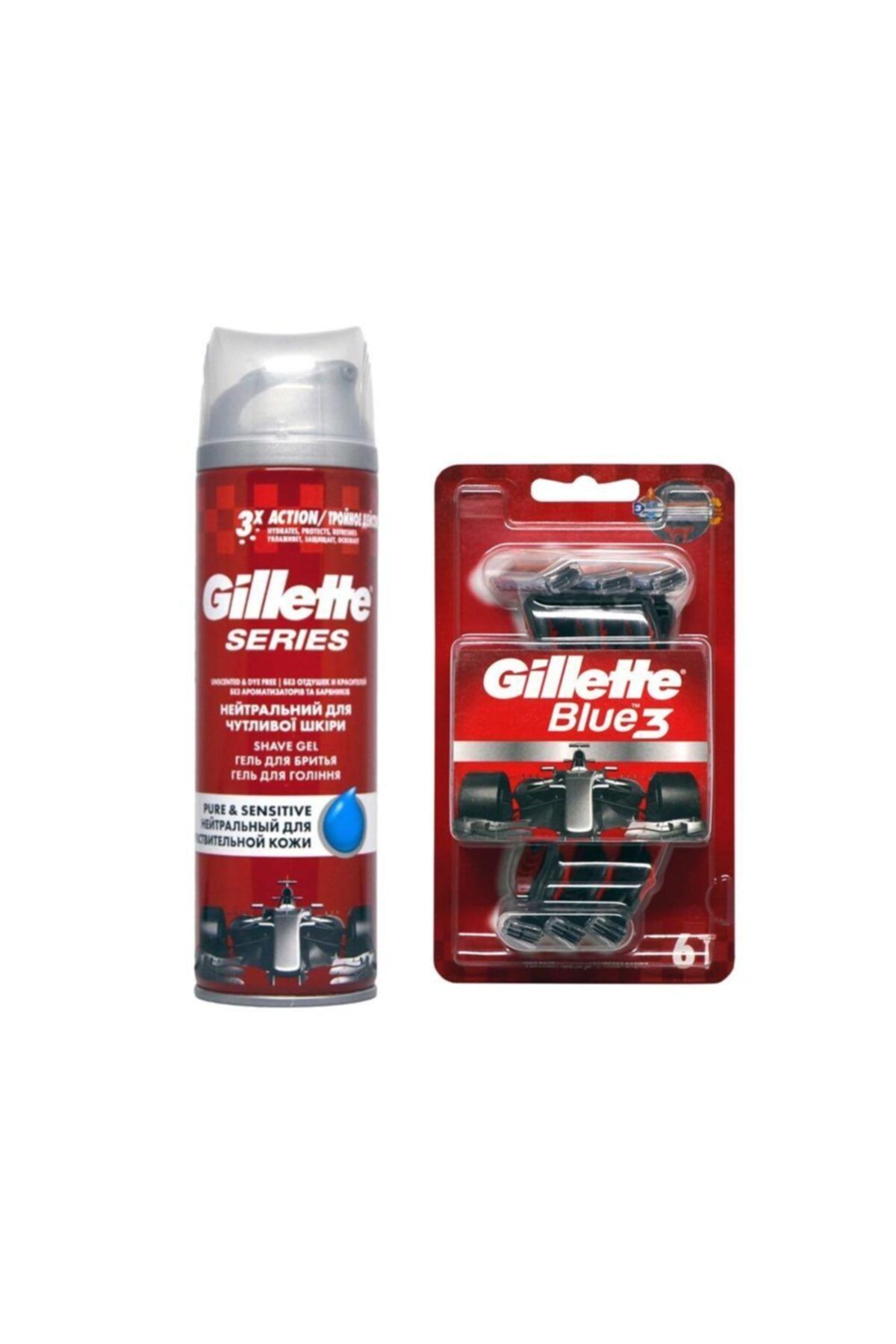 Gillette Pure & Sensitive Tıraş Jeli + Nitro 6'lı Traş Bıçağı Set