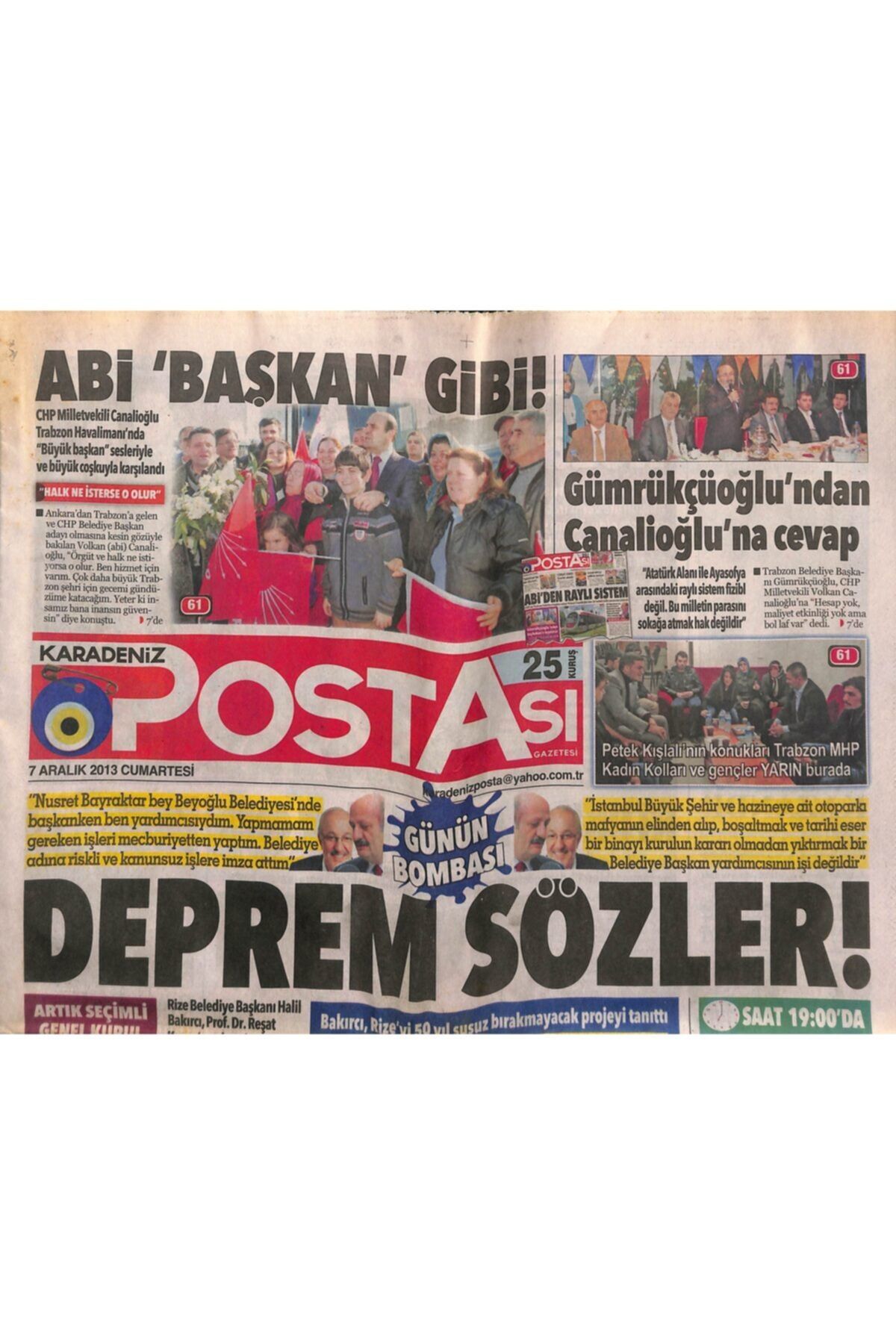 Gökçe Koleksiyon Karadeniz Postası Gazetesi 7 Aralık 2013-ebru Gündeş'in Eşi Zarrab'tan Trabzonspor'a 3 Milyon Lira !