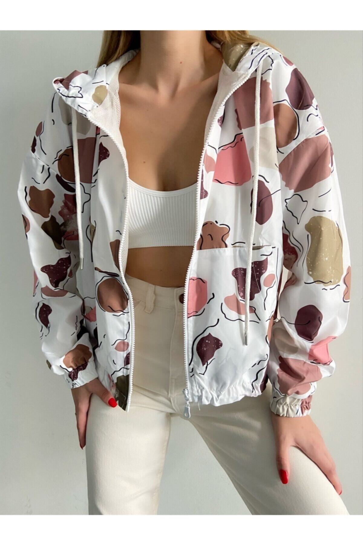 Angel Mia Kanguru Cepli Yağmurluk Beyaz