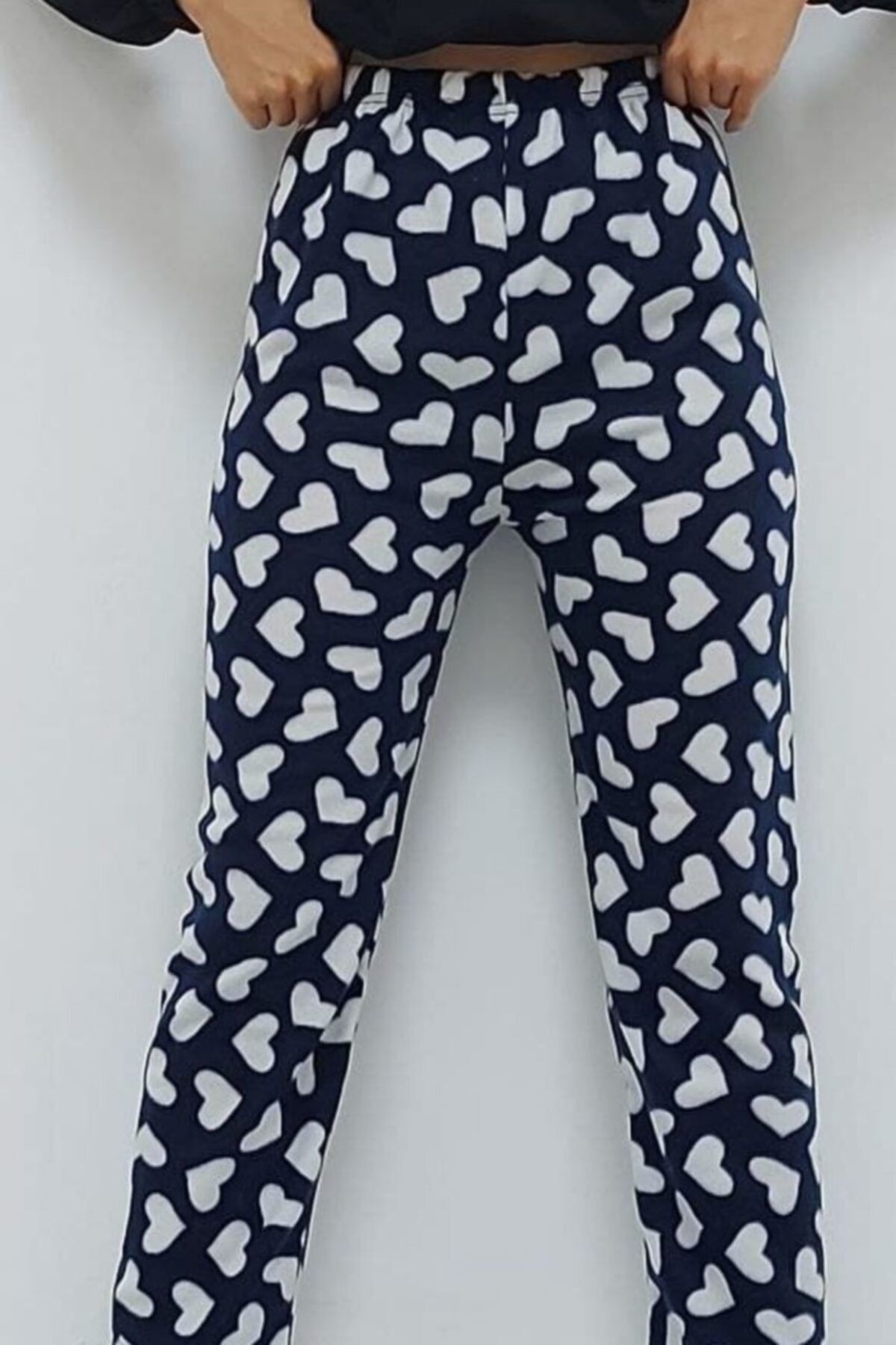 Uygunayakala Kadın Kalp Desenli Pijama Altı Lacivert