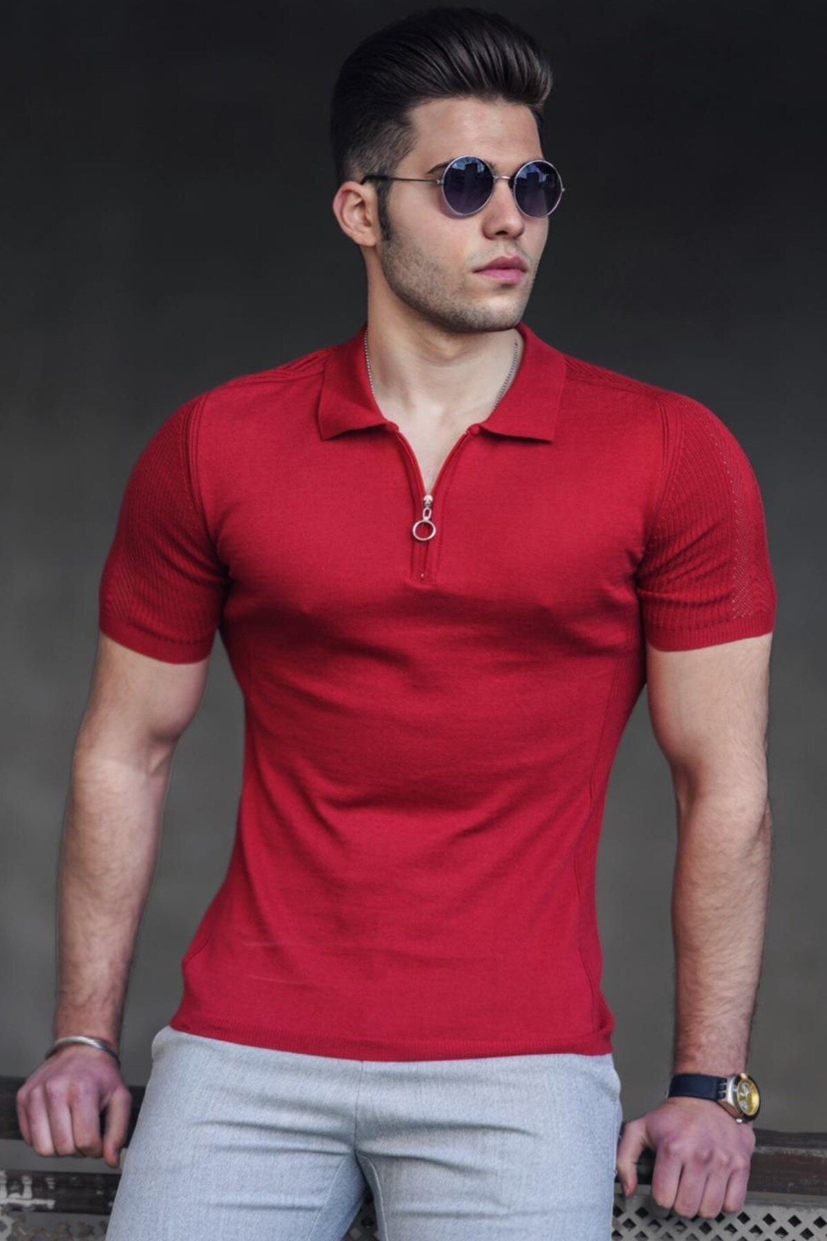 Madmext Erkek Kırmızı Polo Yaka T-shirt 5075