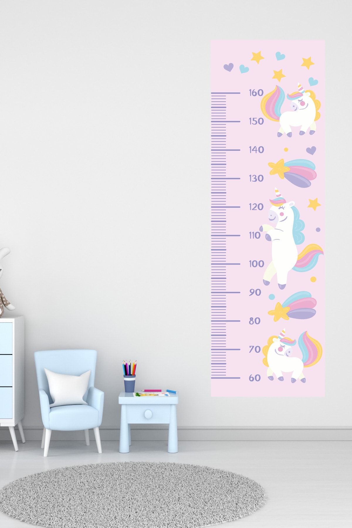 Dekorum Hazır Unicorn Çocuk Duvar Boy Ölçer Sticker