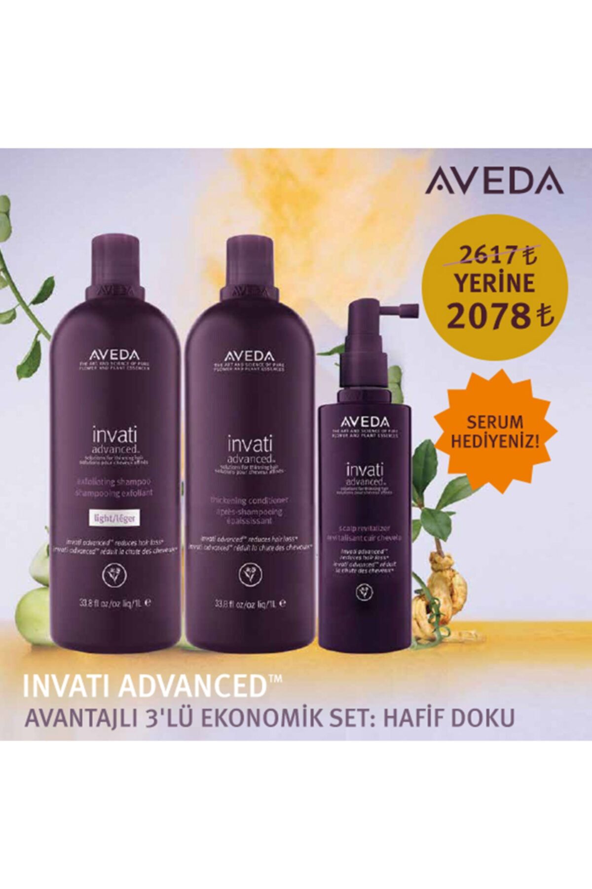 Aveda Invati Advanced Avantajlı 3'lü Ekonomik Set : Hafif Doku