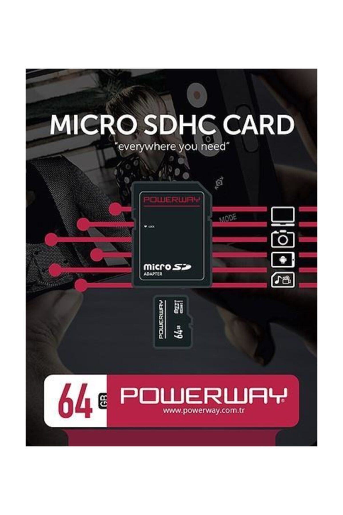 POWERWAY 64 Gb Microsdhc Class 10 Hafıza Kartı Adaptör