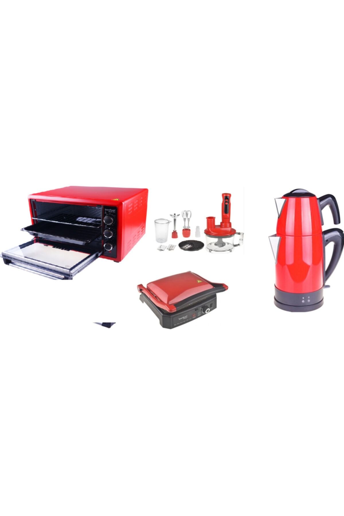 WARRANTY KITCHEN Bambu Elektronik Mutfak Seti Kırmızı