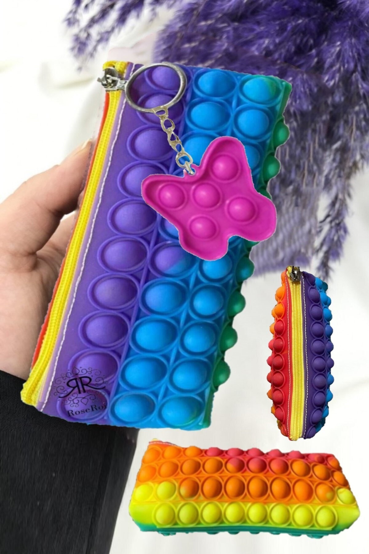 Hyd Pop It Push Bubble Fidget Oyuncak Kalemlik Popit Gökkuşağı Kalem Kutu Zihinsel Stres Oyunu