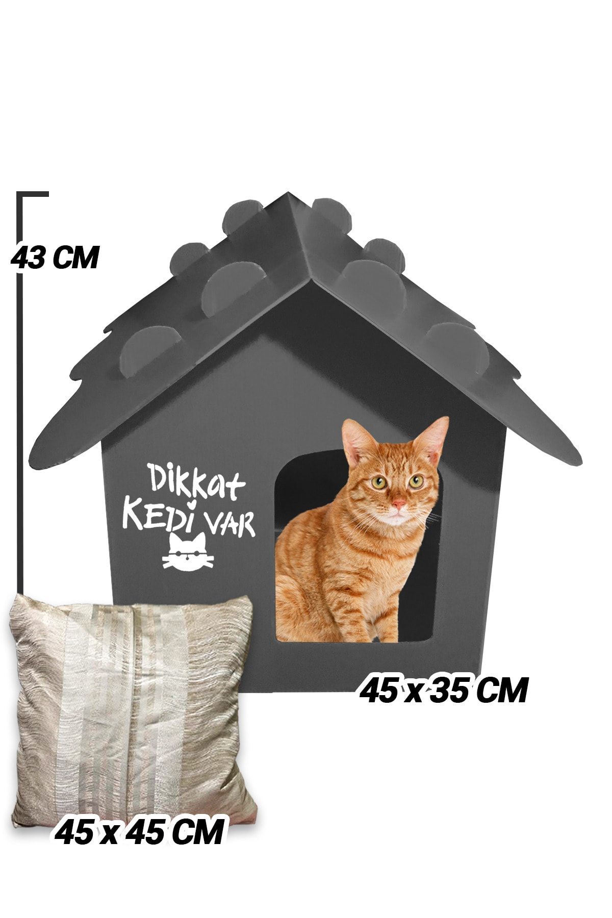 Pati Mama Minderli Kedi Evi Su Geçirmez Dış Mekan Kedi Kulübesi Canlar Için Sıcak Yuva Dikkat Kedi Var