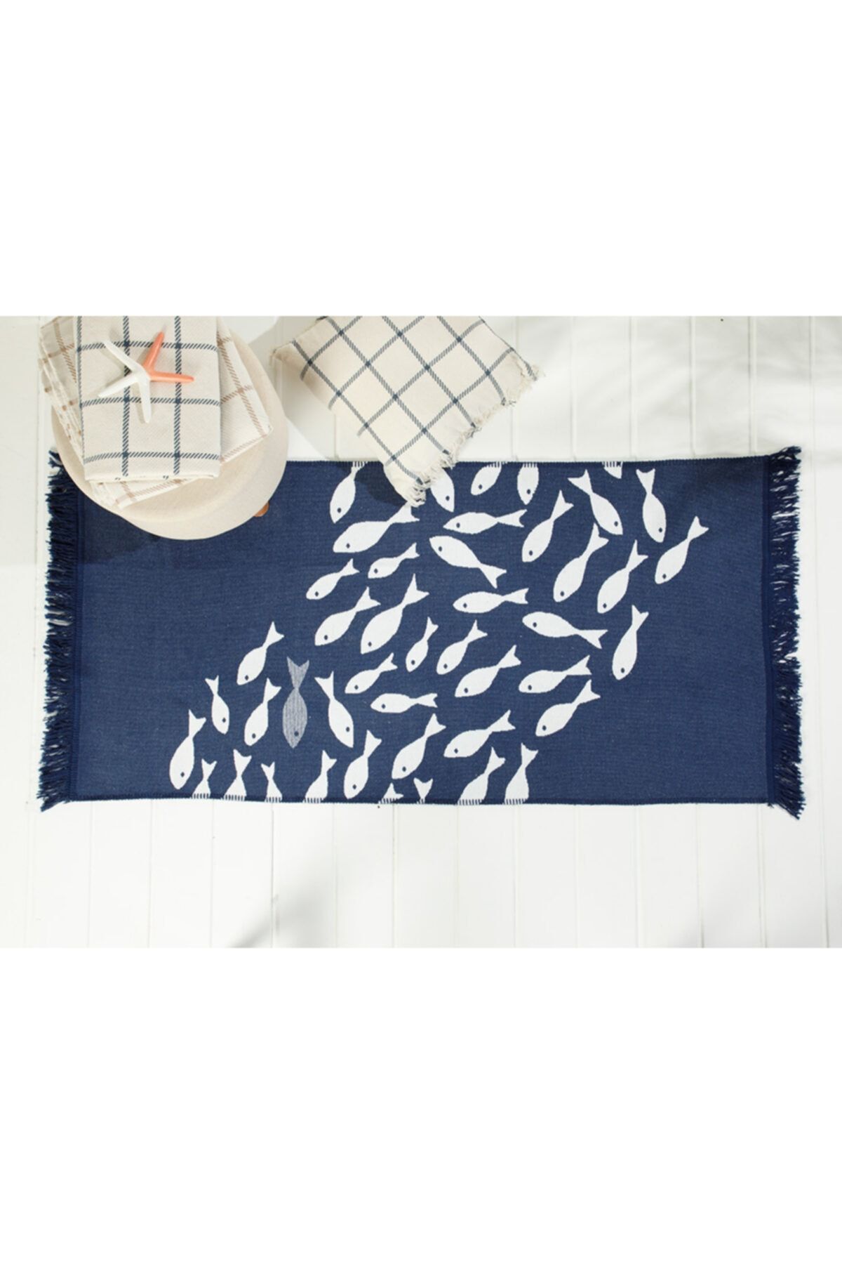 English Home Little Fish Dokuma Kilim 80x150 Cm Lacivert