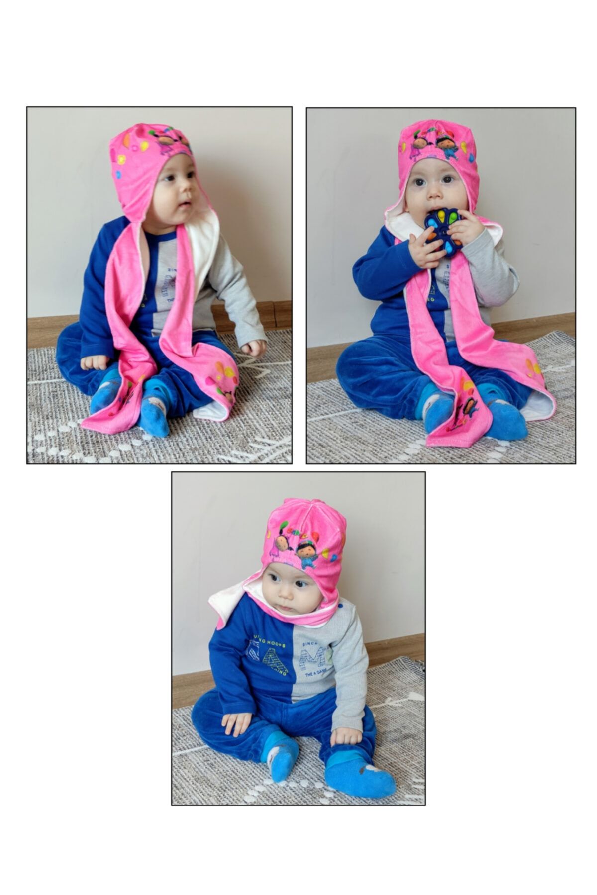 PEPEE Pembe Polar Bere Atkı Eldiven Pembe /