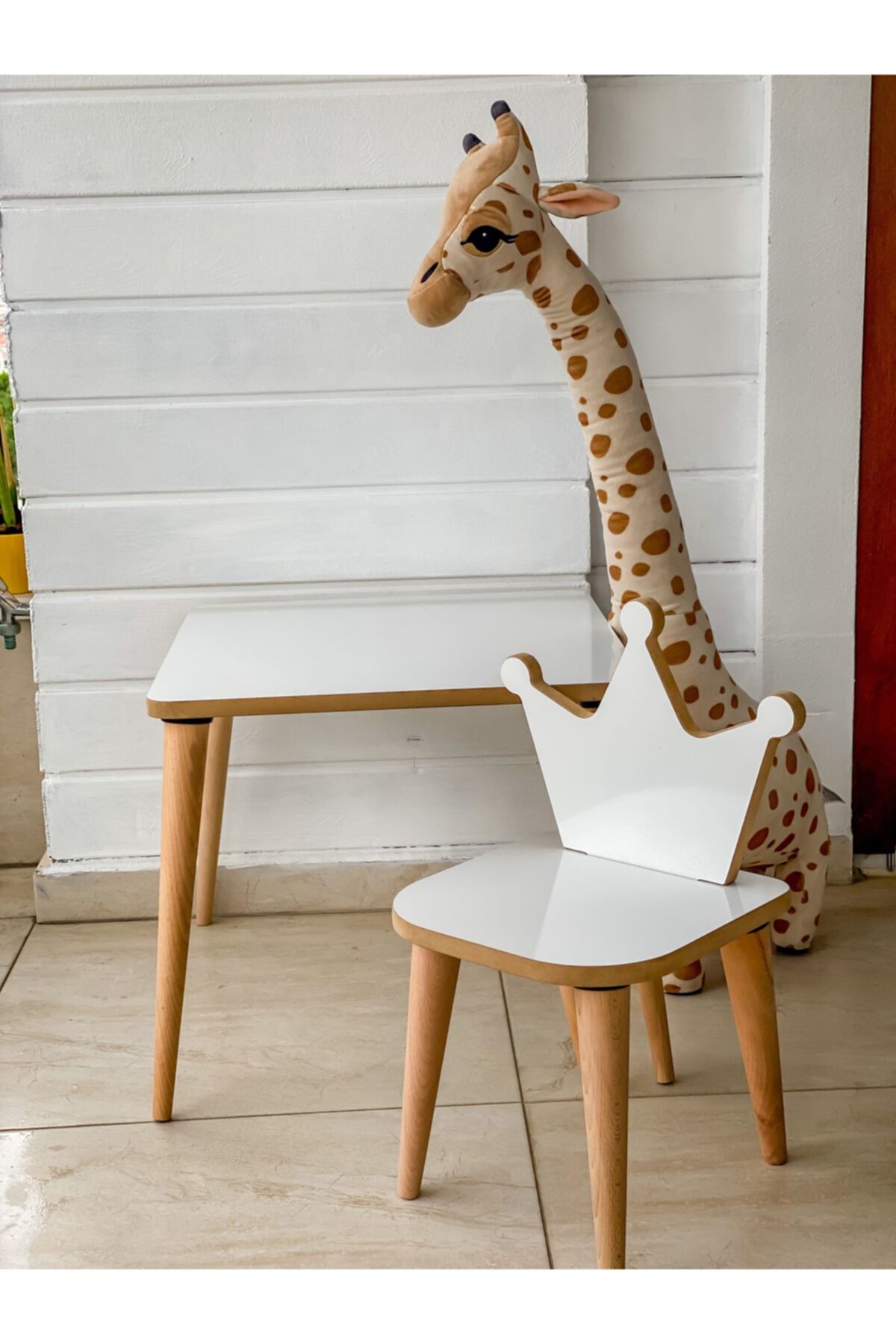 WoodBabyStore Montessori Taç Aktivite Masa Sandalye 1+2