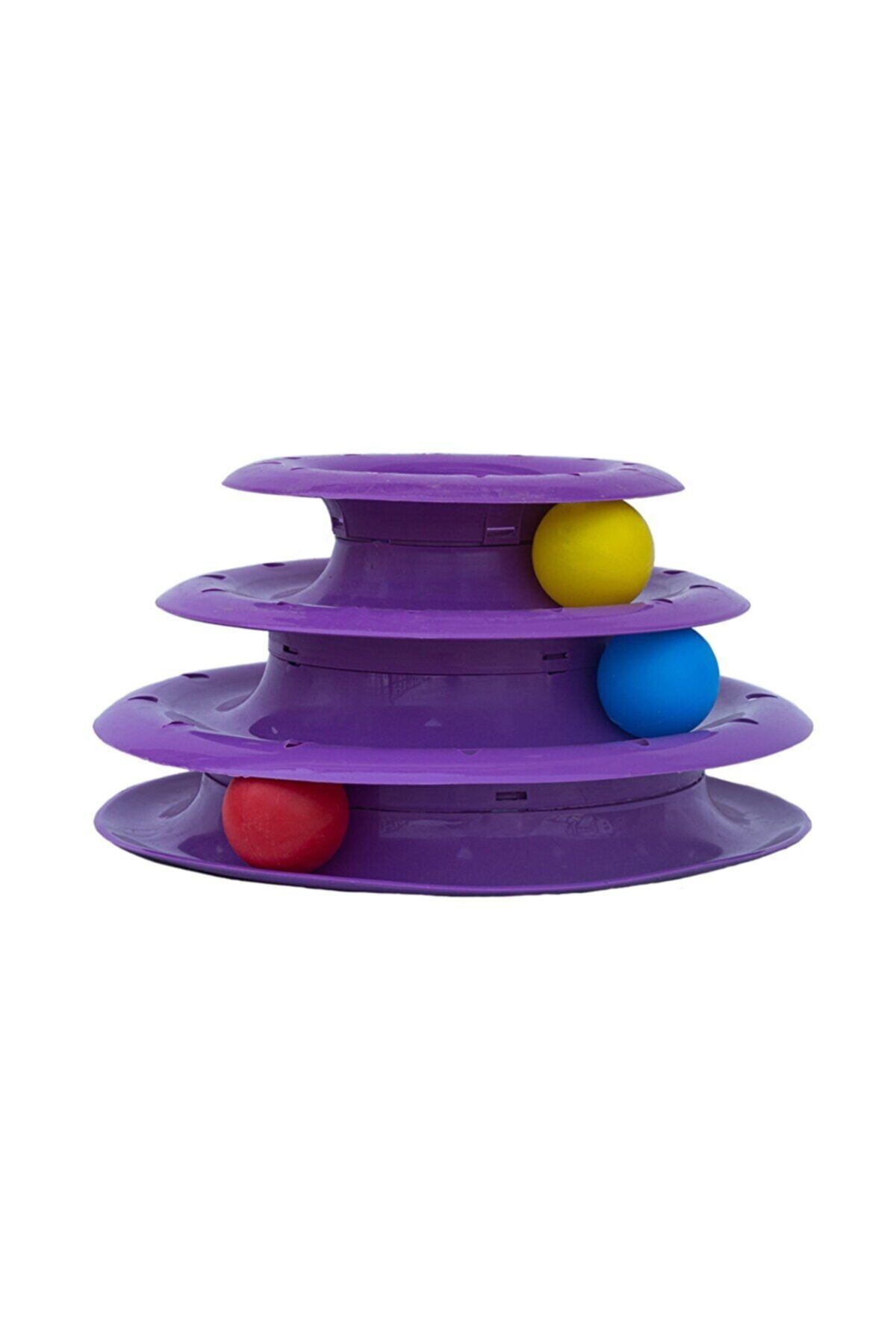Pawia 3 Katlı Üçgen Kedi Oyuncağı Tower Of Tracks Mor 29 cm
