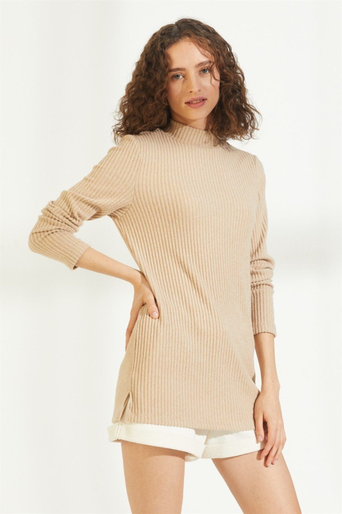 nalu Açık Bej Basic Comfort Tunik