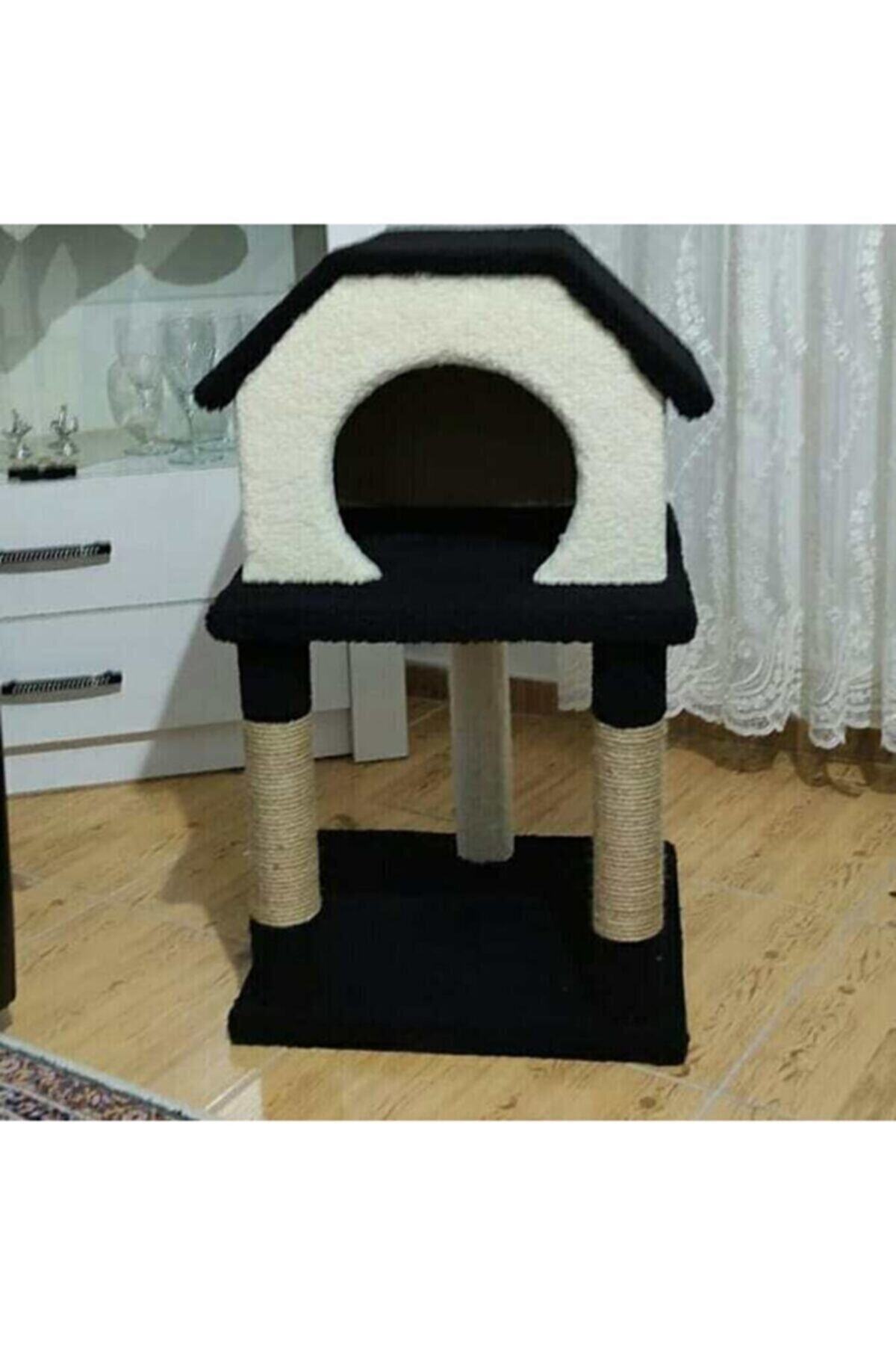 Can's Cat Siyah Iki Katlı Kedi Evi Ve Tırmalaması