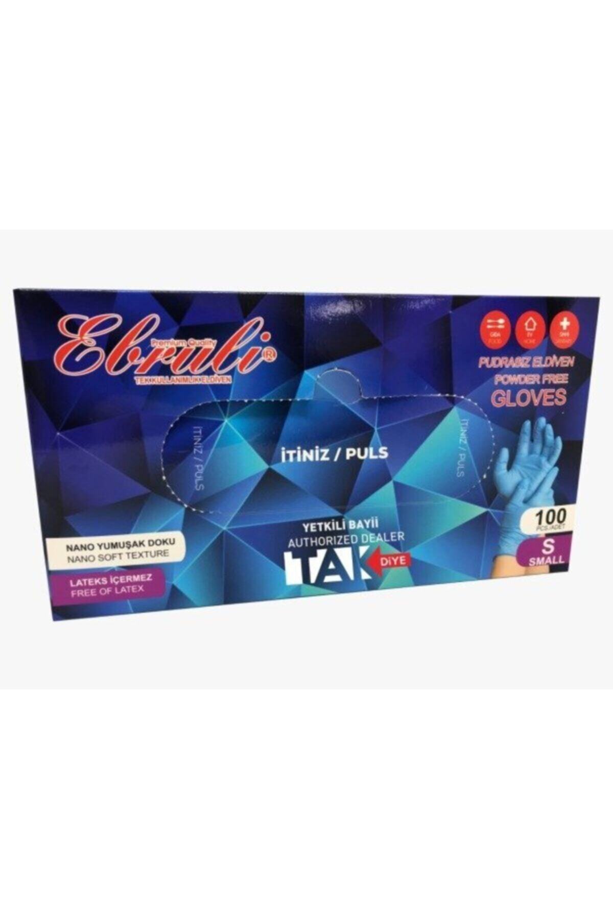 Ebruli Hibrit Pudrasız Eldiven Mavi L Beden