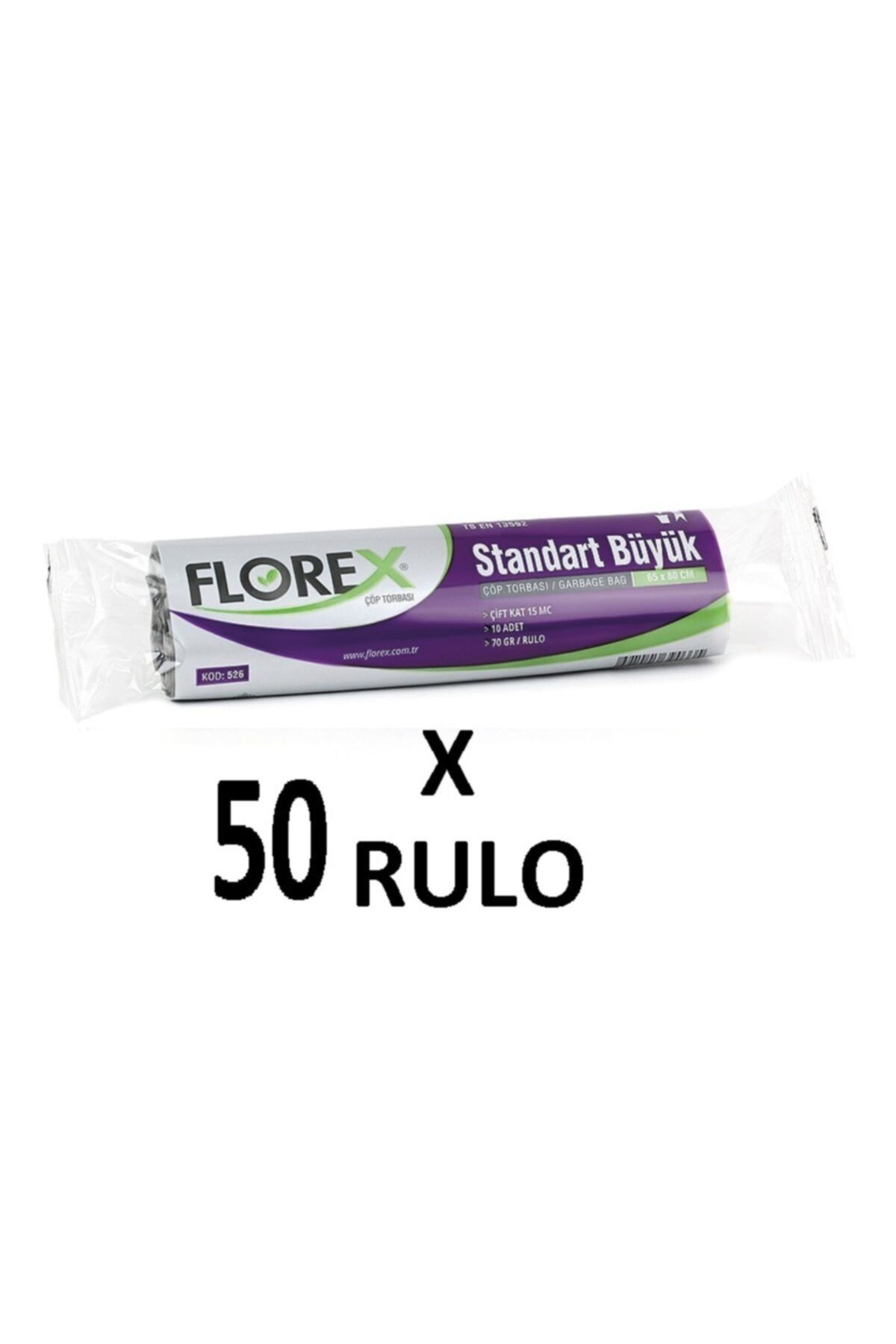 coverest Florex Standart Büyük Boy ( 65x80 Cm ) Mavi Çöp Poşeti 50 Rulo 10*50=500 Adet