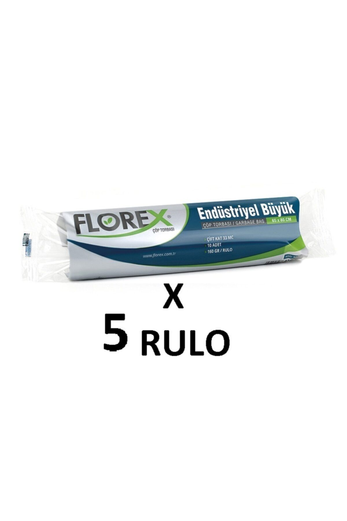 coverest Florex Endüstriyel Büyük Boy ( 65x80 Cm ) Siyah Çöp Poşeti 5 Rulo 10*5=50 Adet