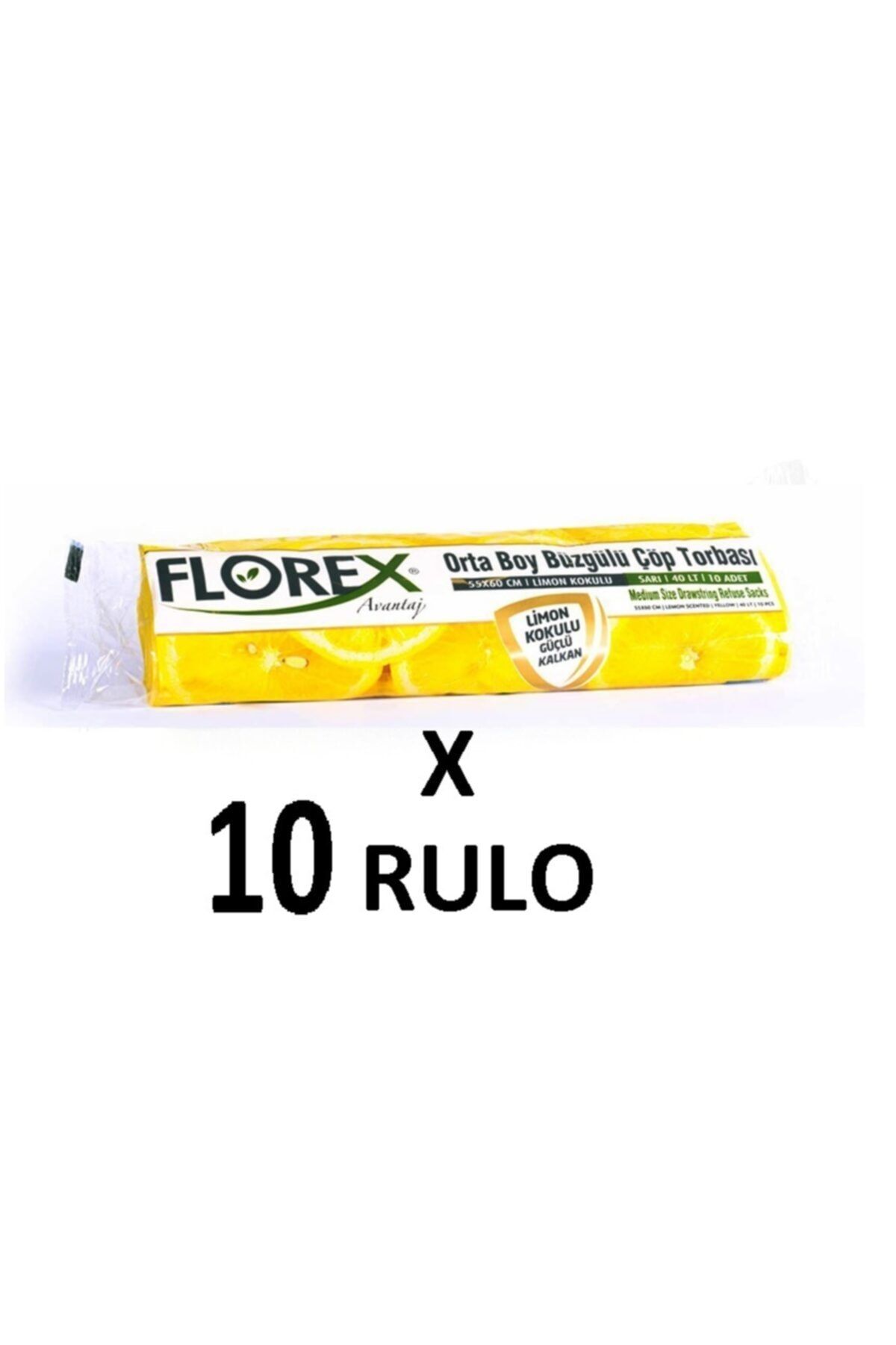 coverest Florex Limon Kokulu Büzgülü Orta Boy ( 55x60 Cm ) Çöp Poşeti Sarı 10 Rulo 10*10=100 Adet