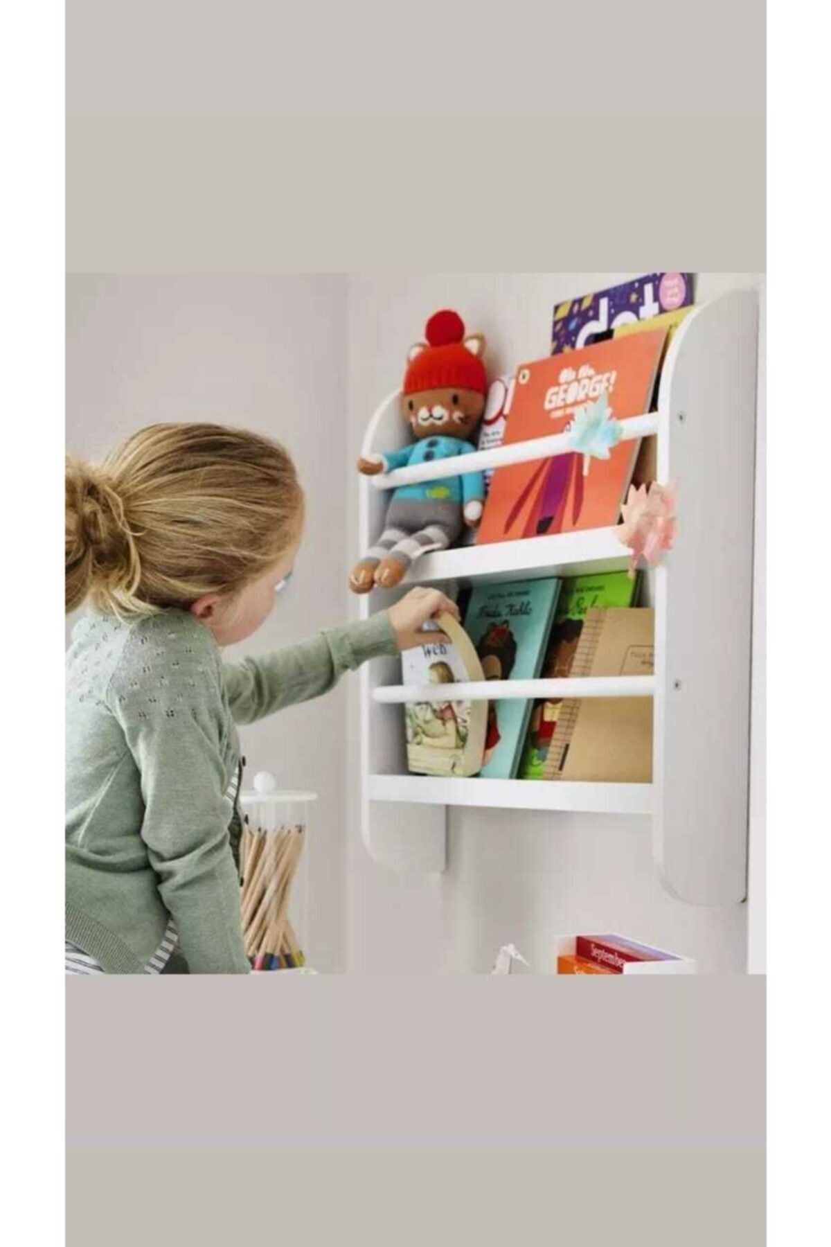 Jaju Baby Çocuk Odası Beyaz 2`li Montessori Raf Mobilya