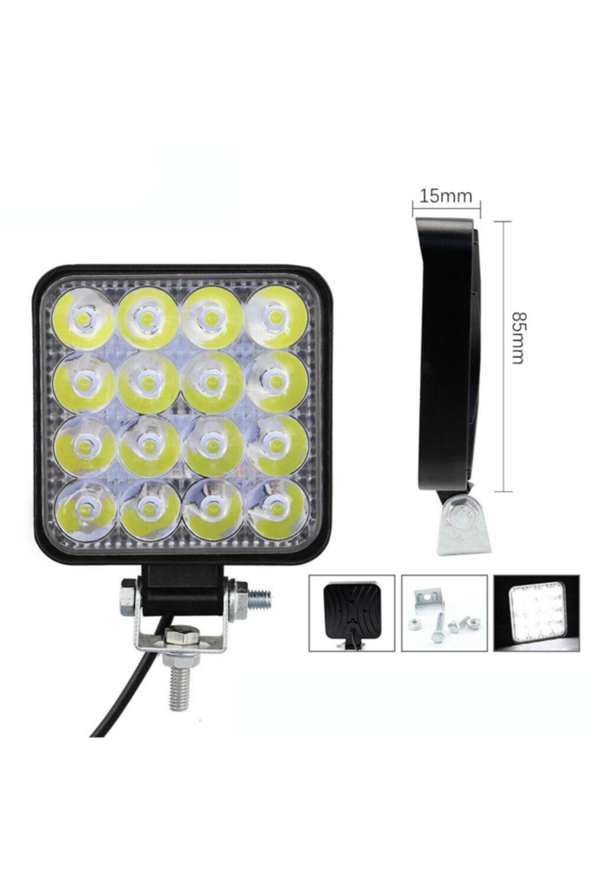 C9 Kare Off Road Iş Makinesi Kamyon Traktör Projektör 16 Led 12-24v