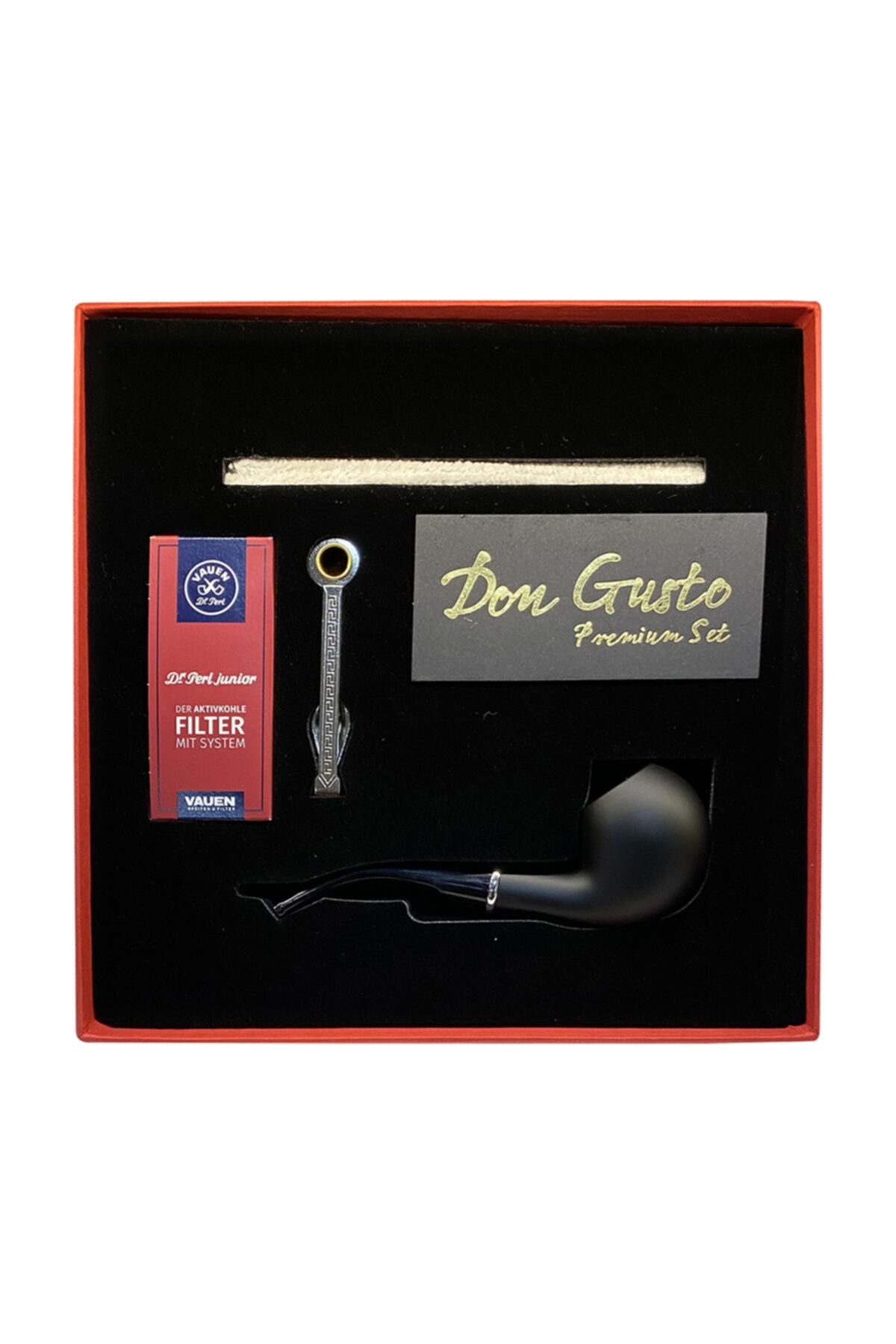 Don Gusto Atomic German 9mm Başlangıç Pipo Seti Eğik Mat Siyah