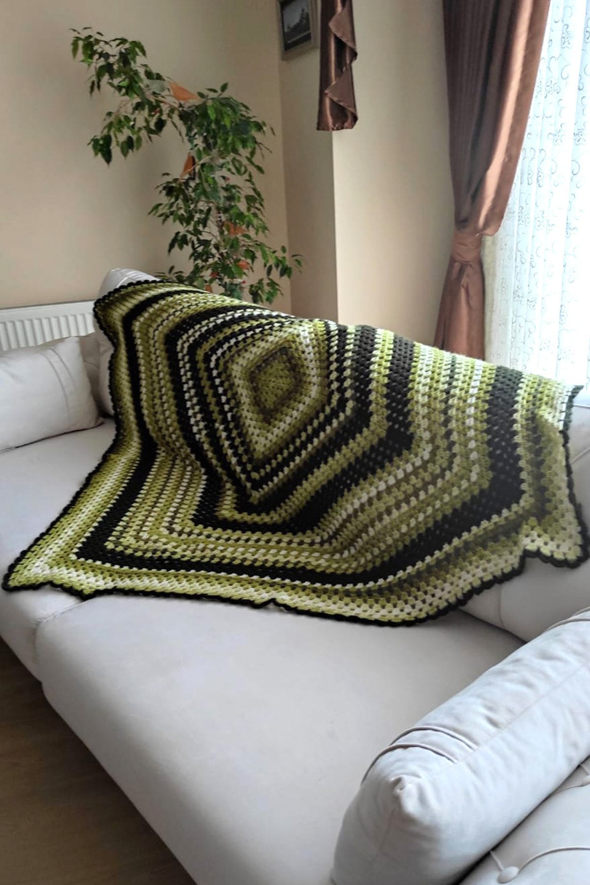 nftart.design Bumerang El Örgüsü Koltuk Şalı & Diz Battaniyesi & Tv Battaniyesi