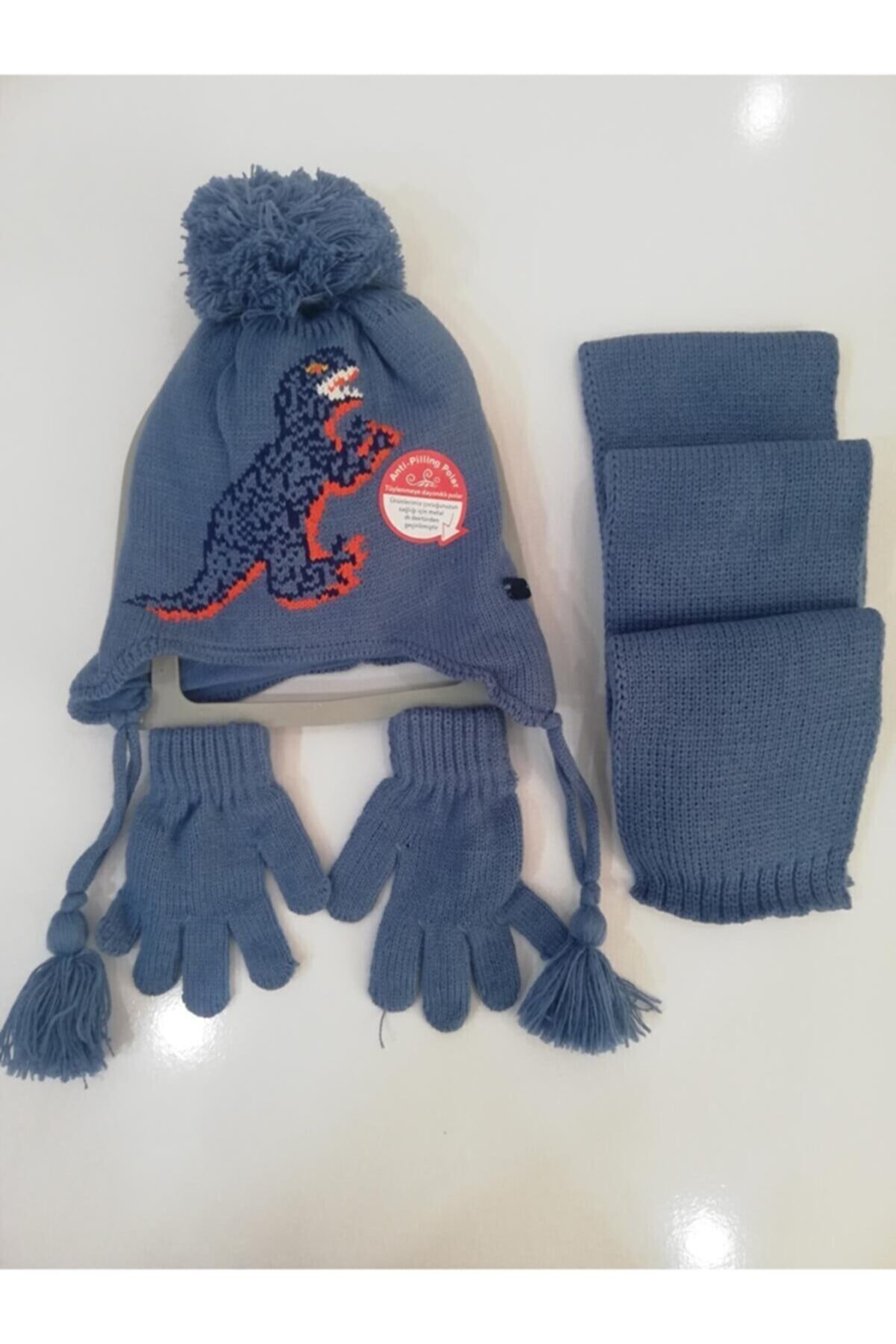 Kitti Erkek Bebek 1-4 Yaş Atkı Bere Eldiven 3'lü Takım K2160-07 Anti-pilling Polar
