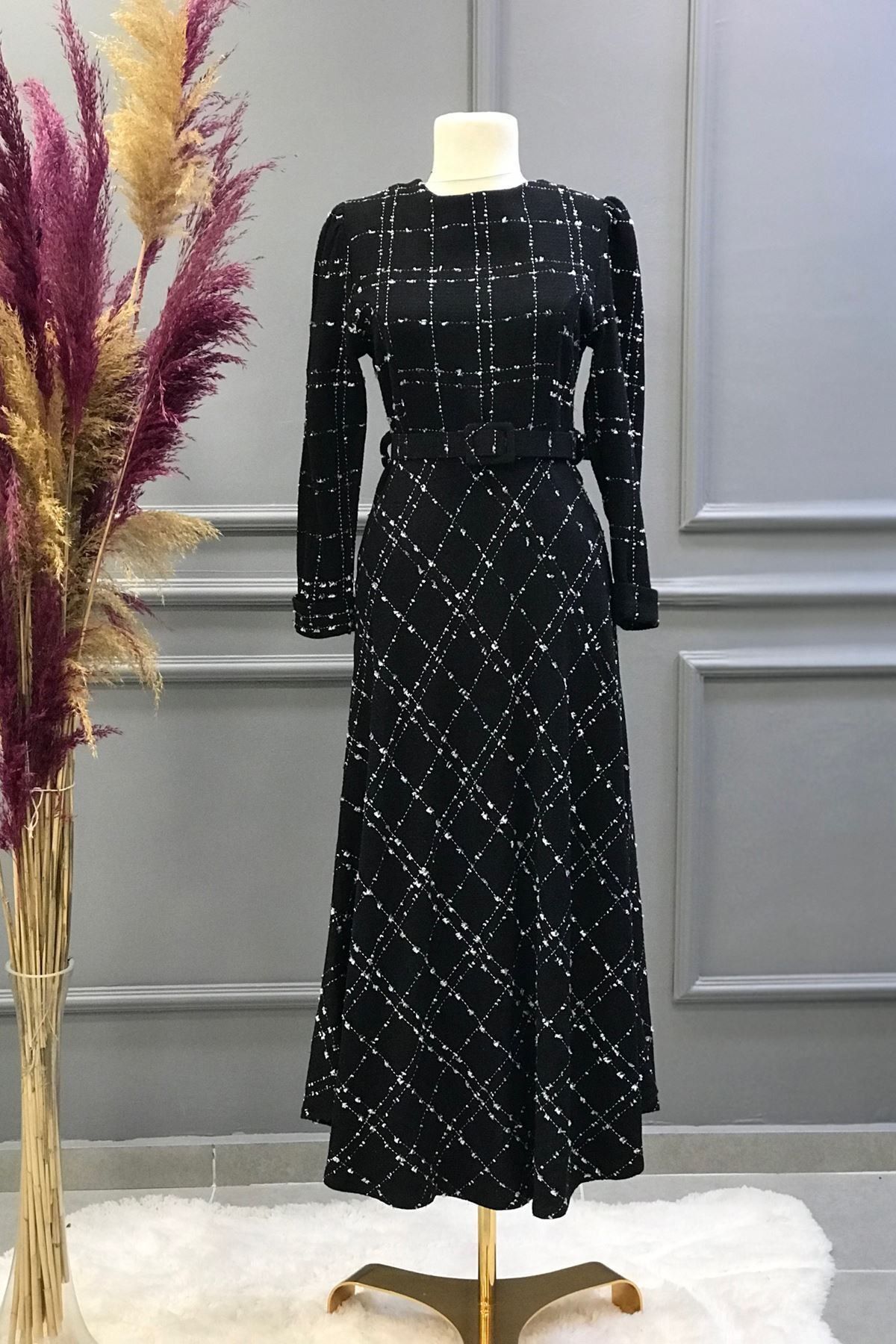 Ebrar Store Şanel Kalem Elbise Ge1132 Siyah