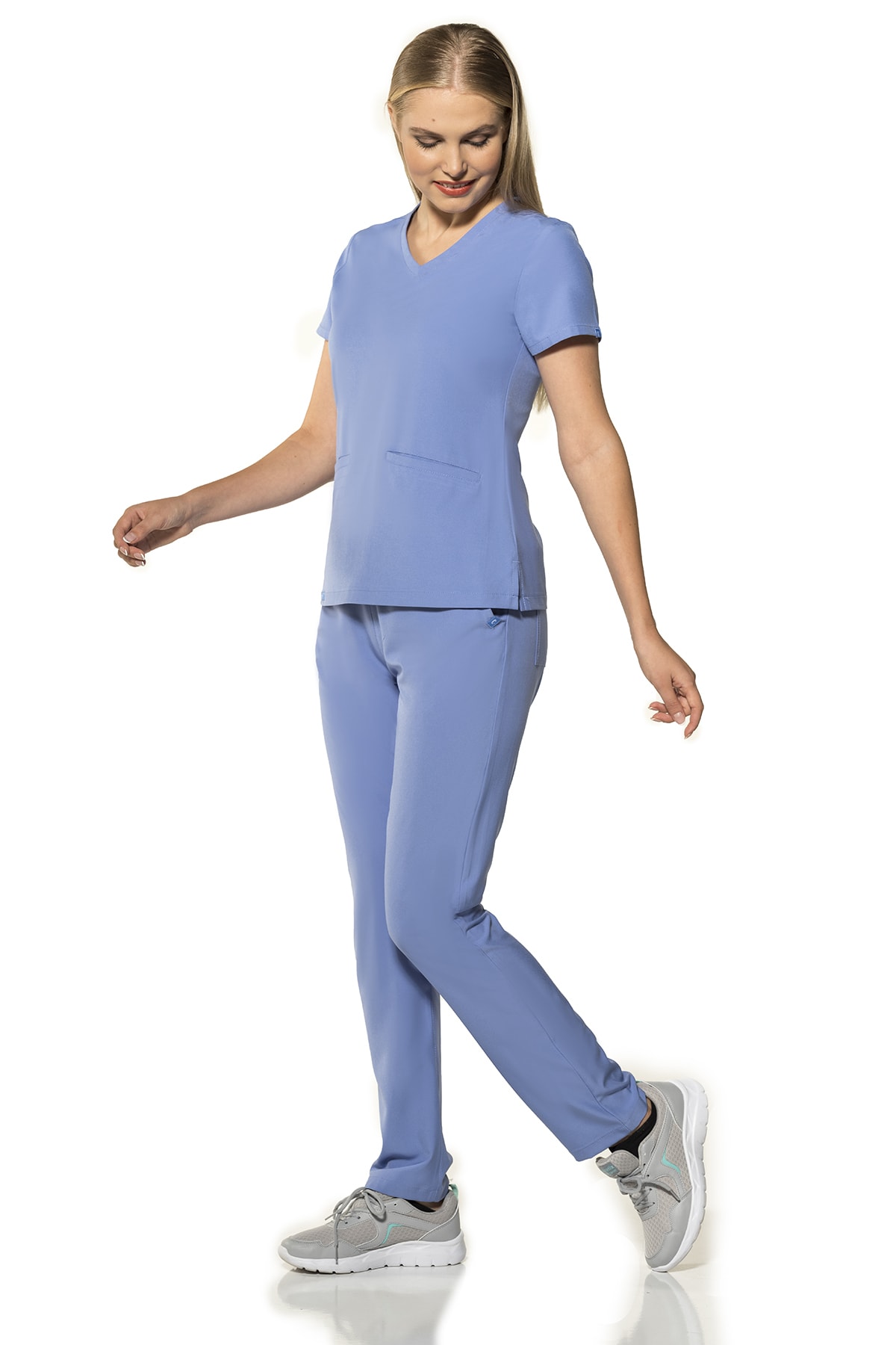 Comfy Master 4 Yöne Likralı Ütü Istemeyen Doktor Hemşire Cerrahi Nöbet Scrubs Üniforma Takımı Açık Mavi