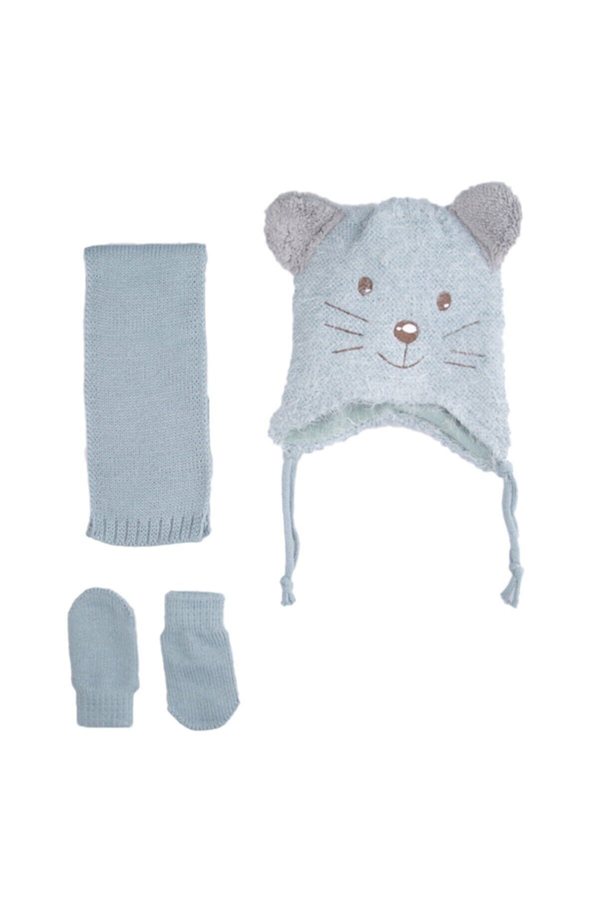 Kitti Erkek Bebek 1-4 Yaş Atkı Bere Eldiven 3'lü Takım K2150-08