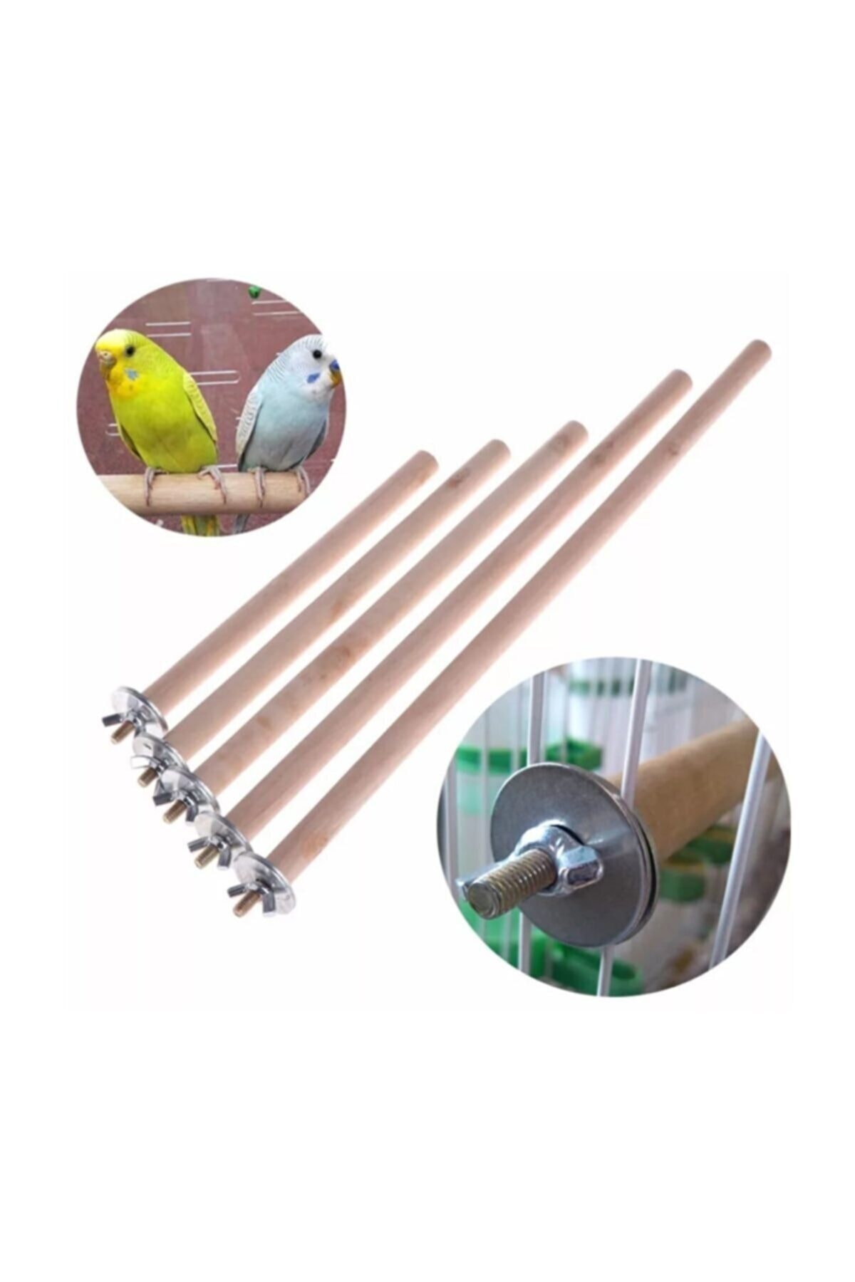 Pet Materyal Vidalı Ahşap Kuş Tüneği 30cmx 12mm - 1 Adet